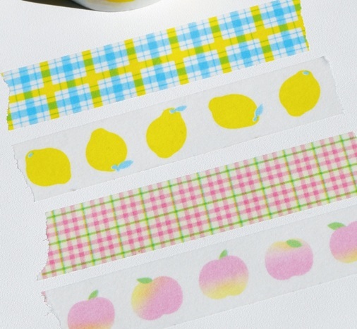 韓fruitfries．Lemon Peach Patterns 和紙膠帶