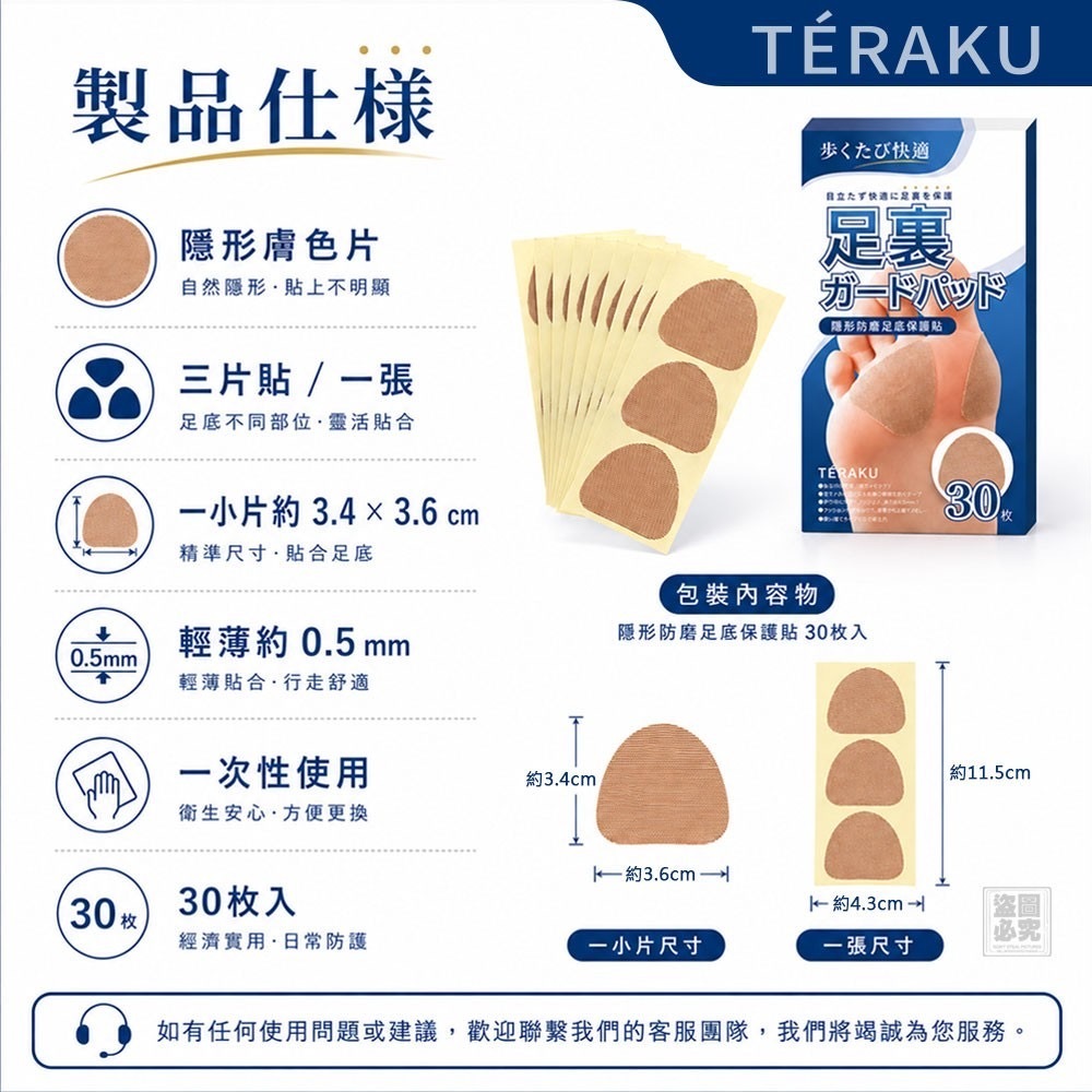 日本TÉRAKU隱形防磨足底保護貼 1套2盒