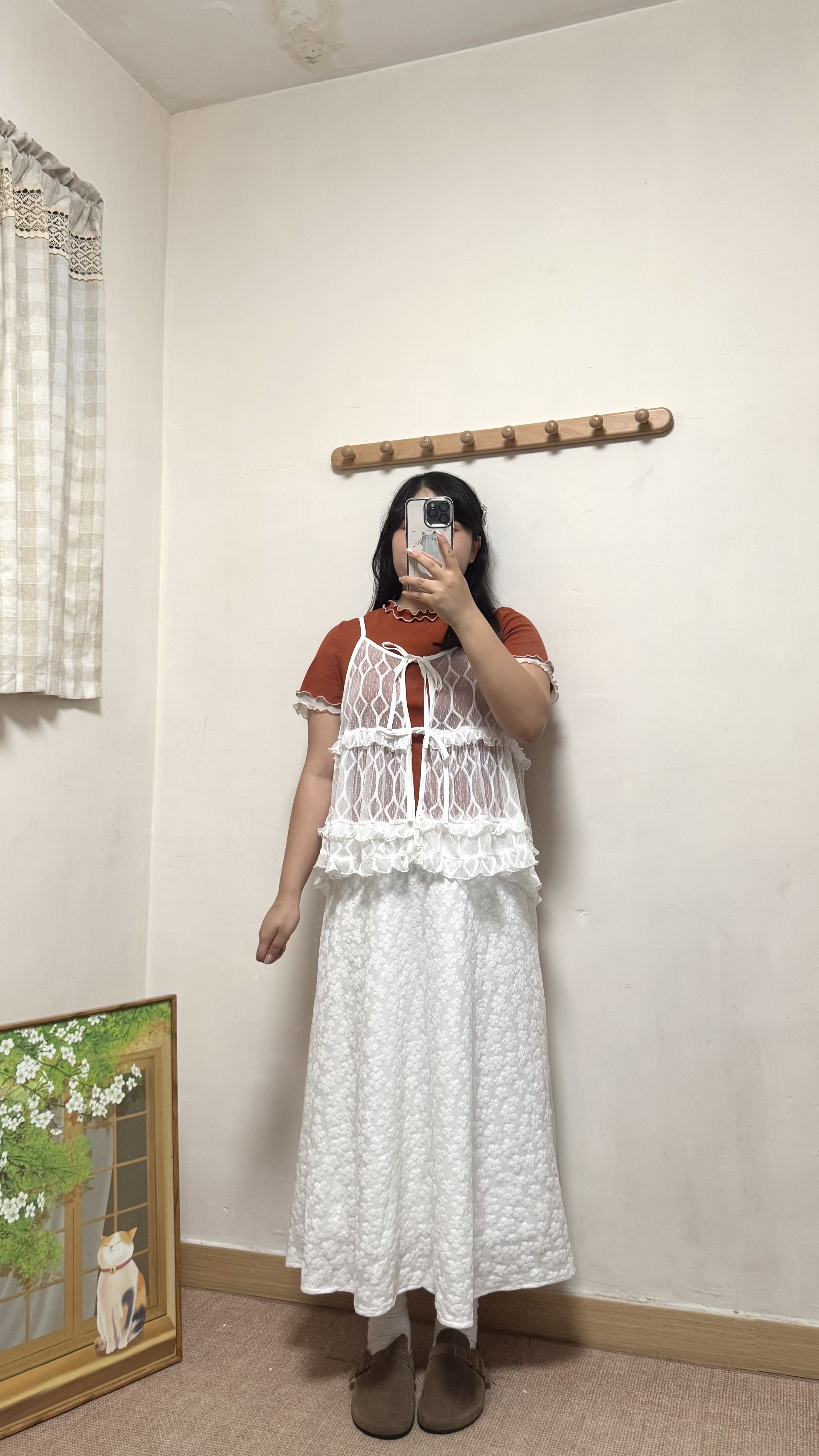 菱形花邊吊帶外搭