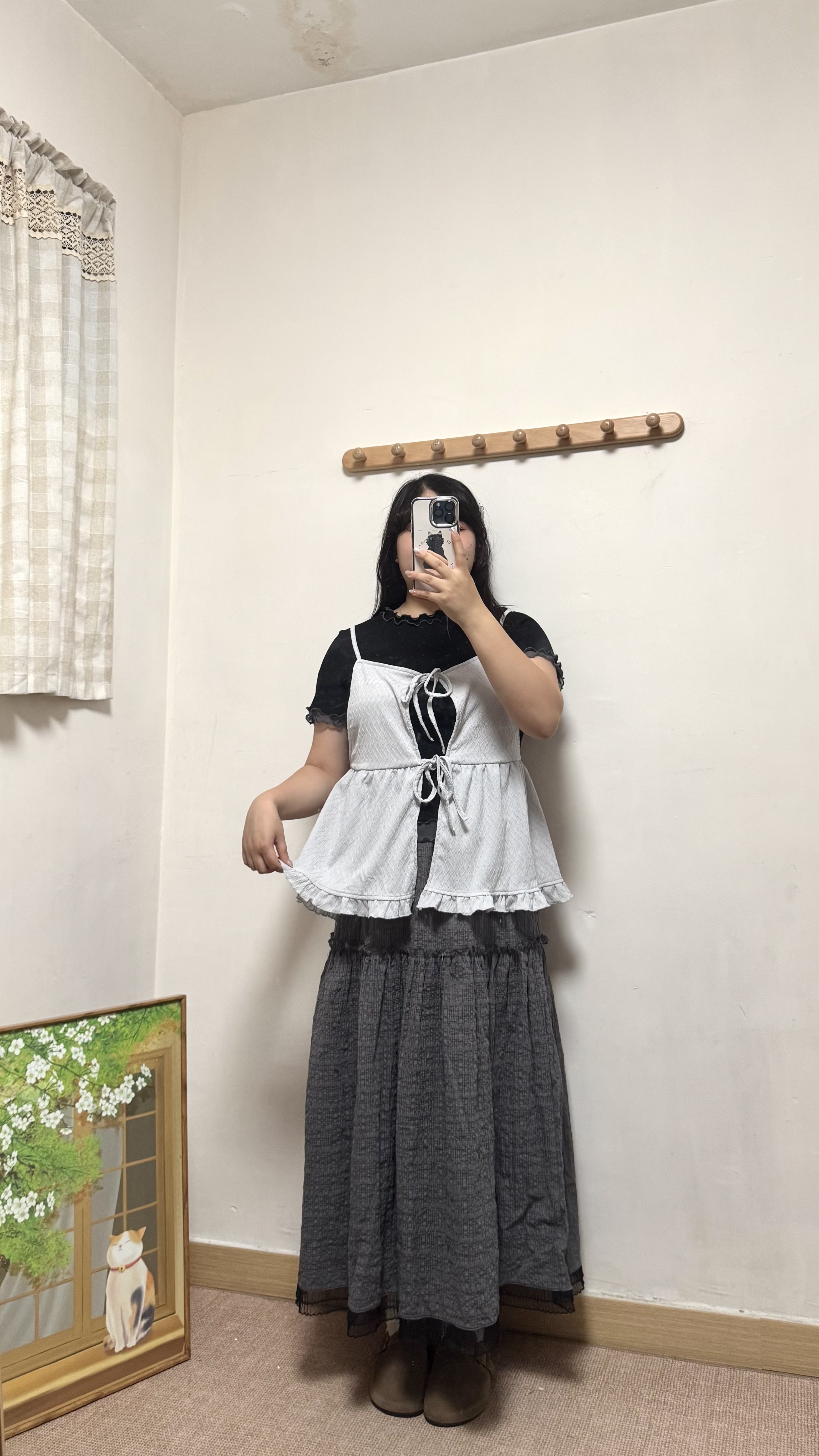 立體菱格花邊外搭