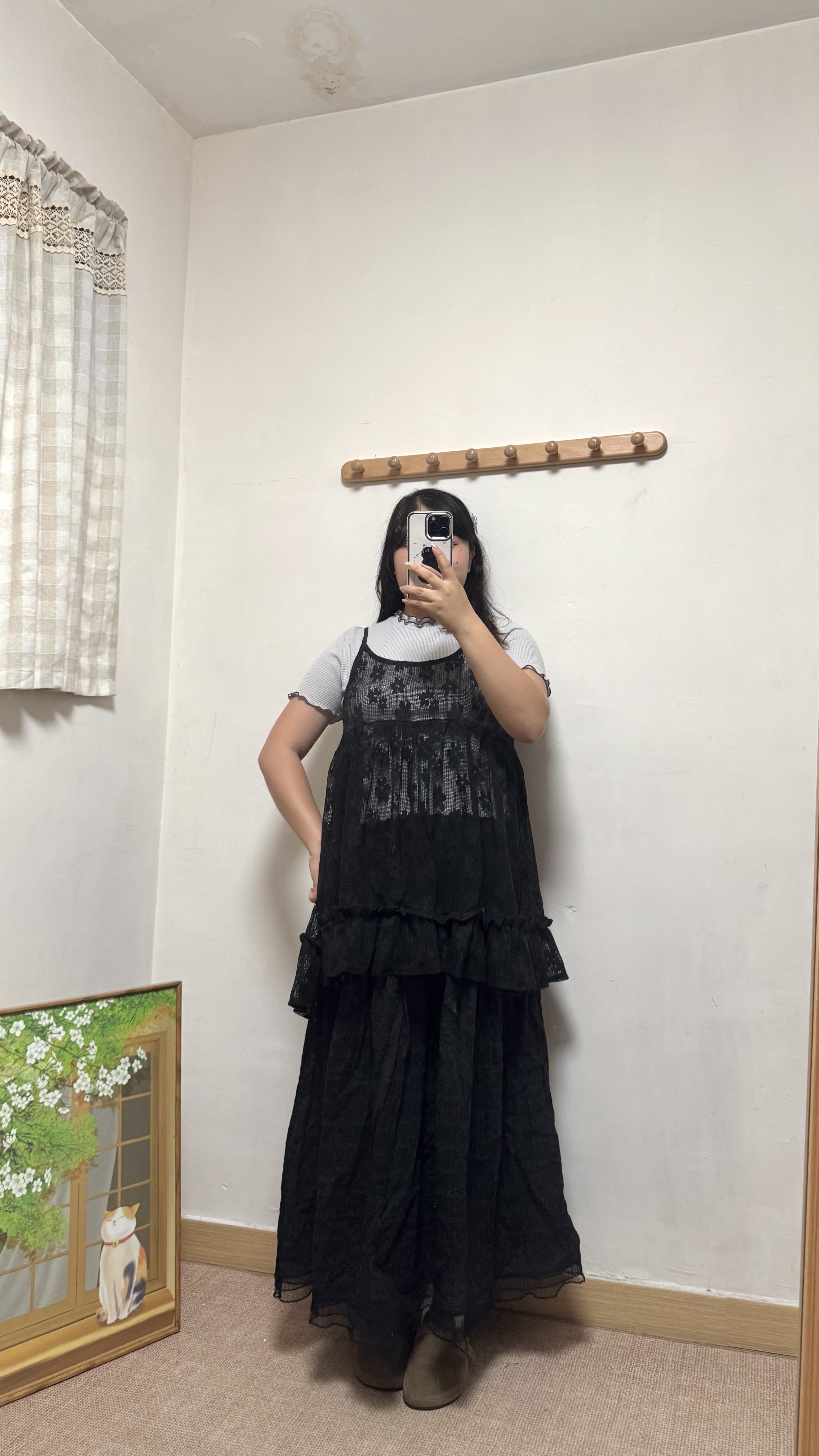 立體格紋拼接半身裙