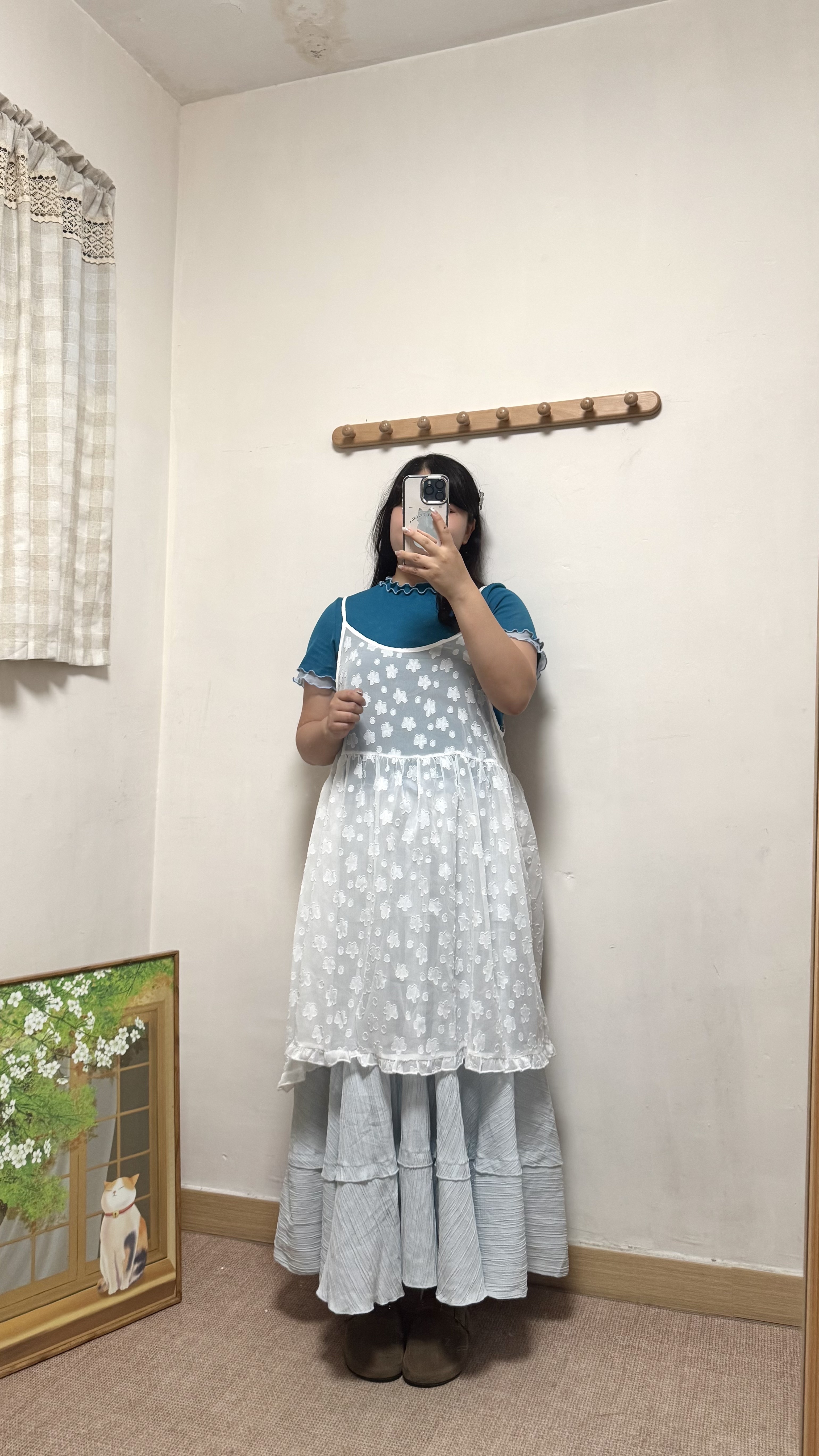 微透花花吊帶外搭
