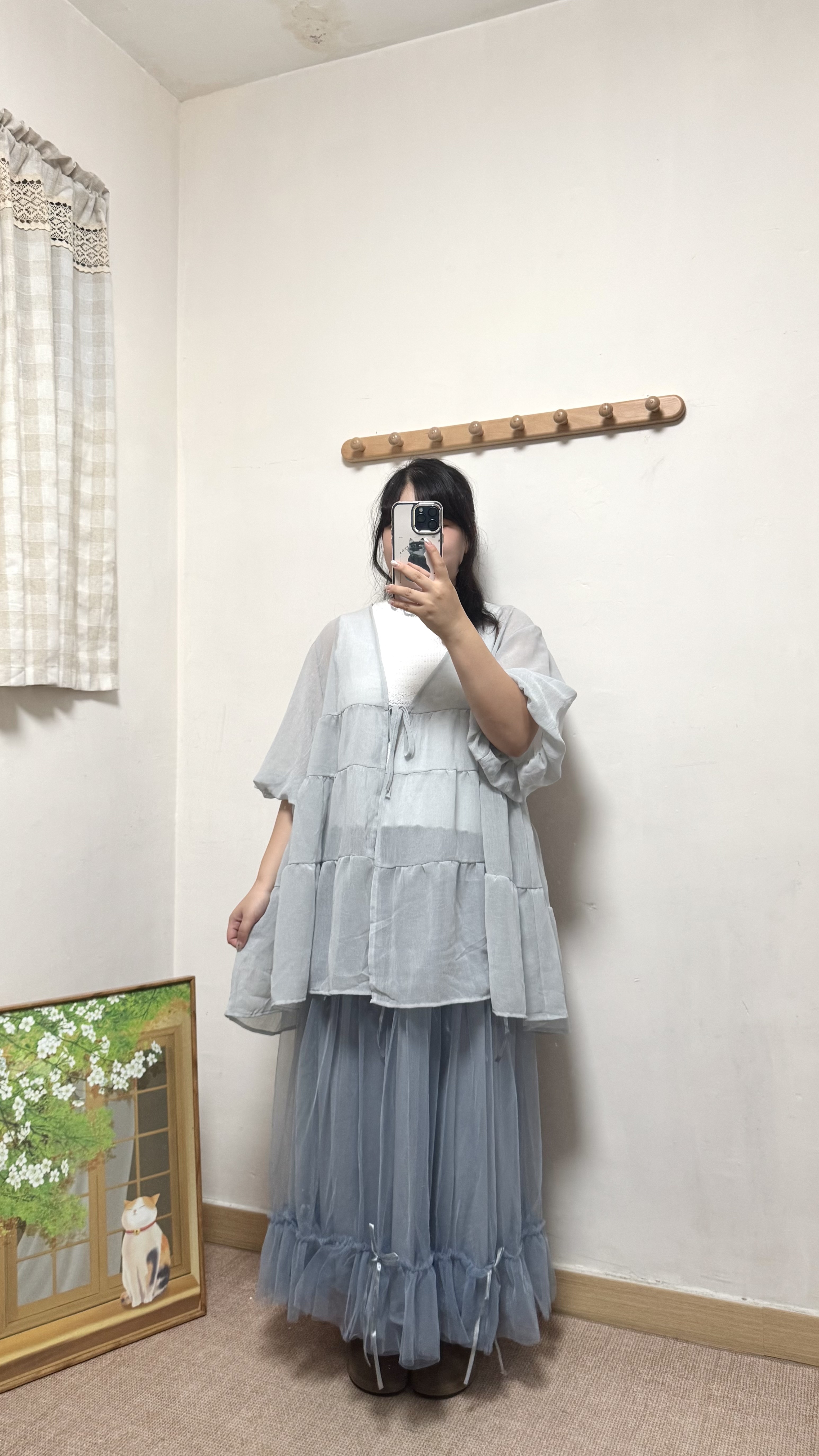 暗閃泡泡袖綁帶外套
