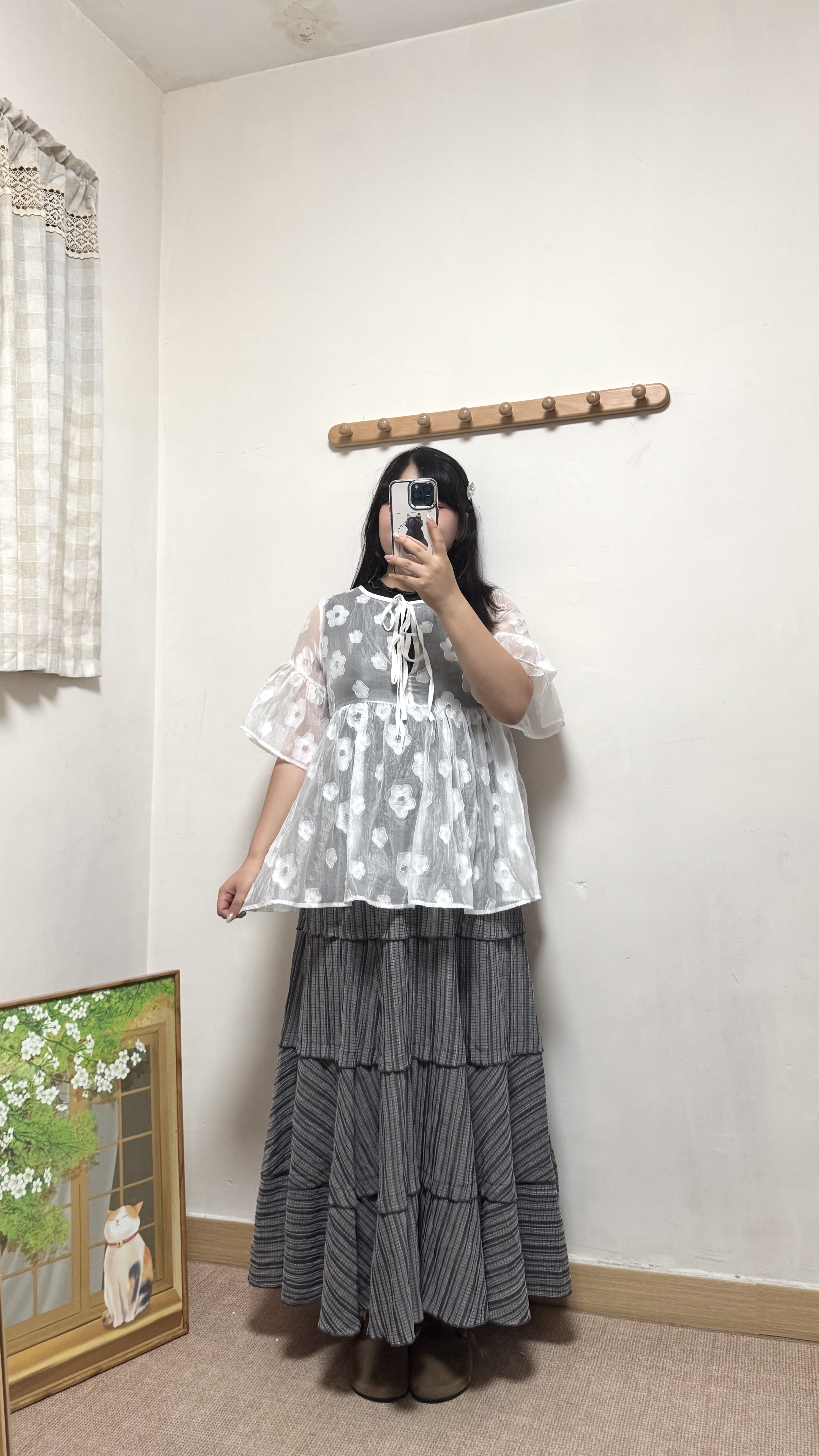 喇叭袖小花Top