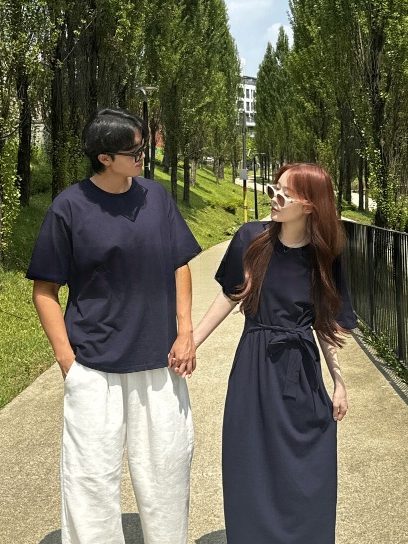 蝴蝶結連衣裙情侶穿搭實拍 THankus