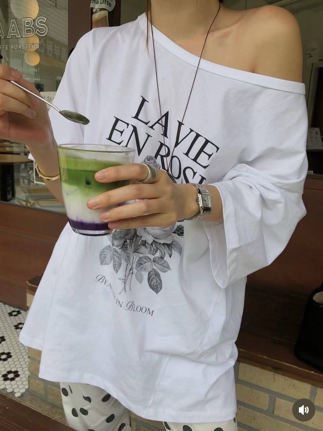 LA VIE玫瑰長版T