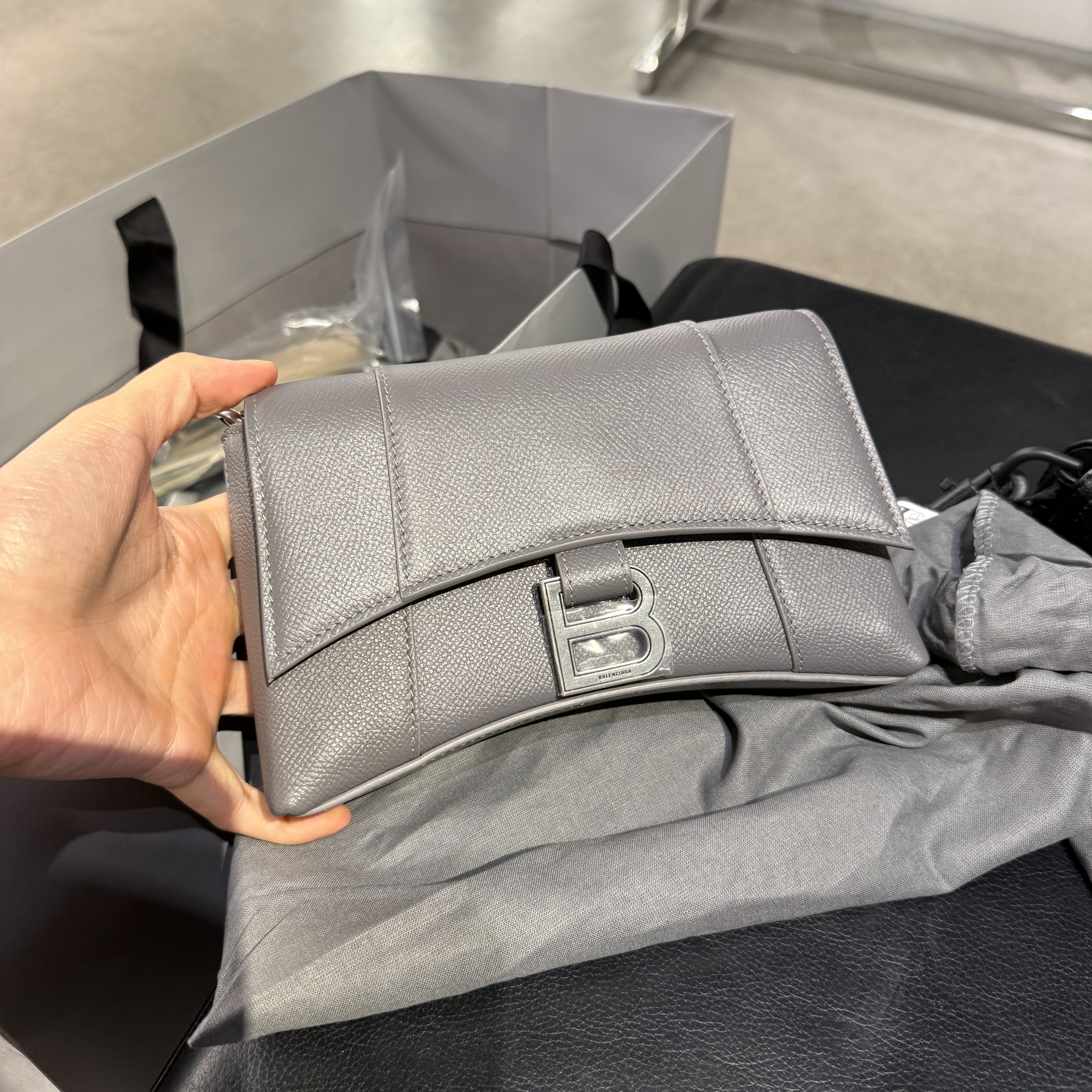 Balenciaga downtown crossbody Xxs bag dark grey