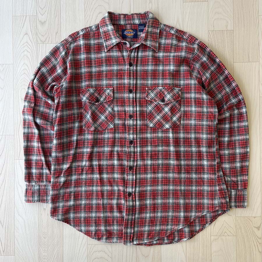 Dickies 紅色長袖格紋恤衫