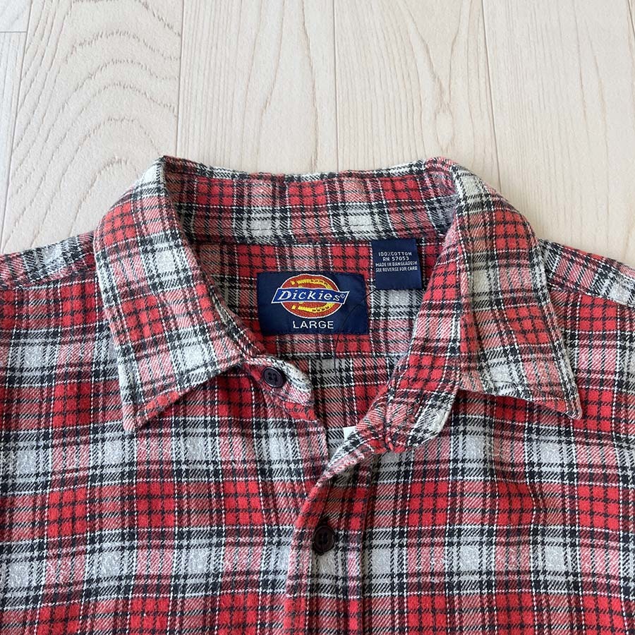 Dickies 紅色長袖格紋恤衫