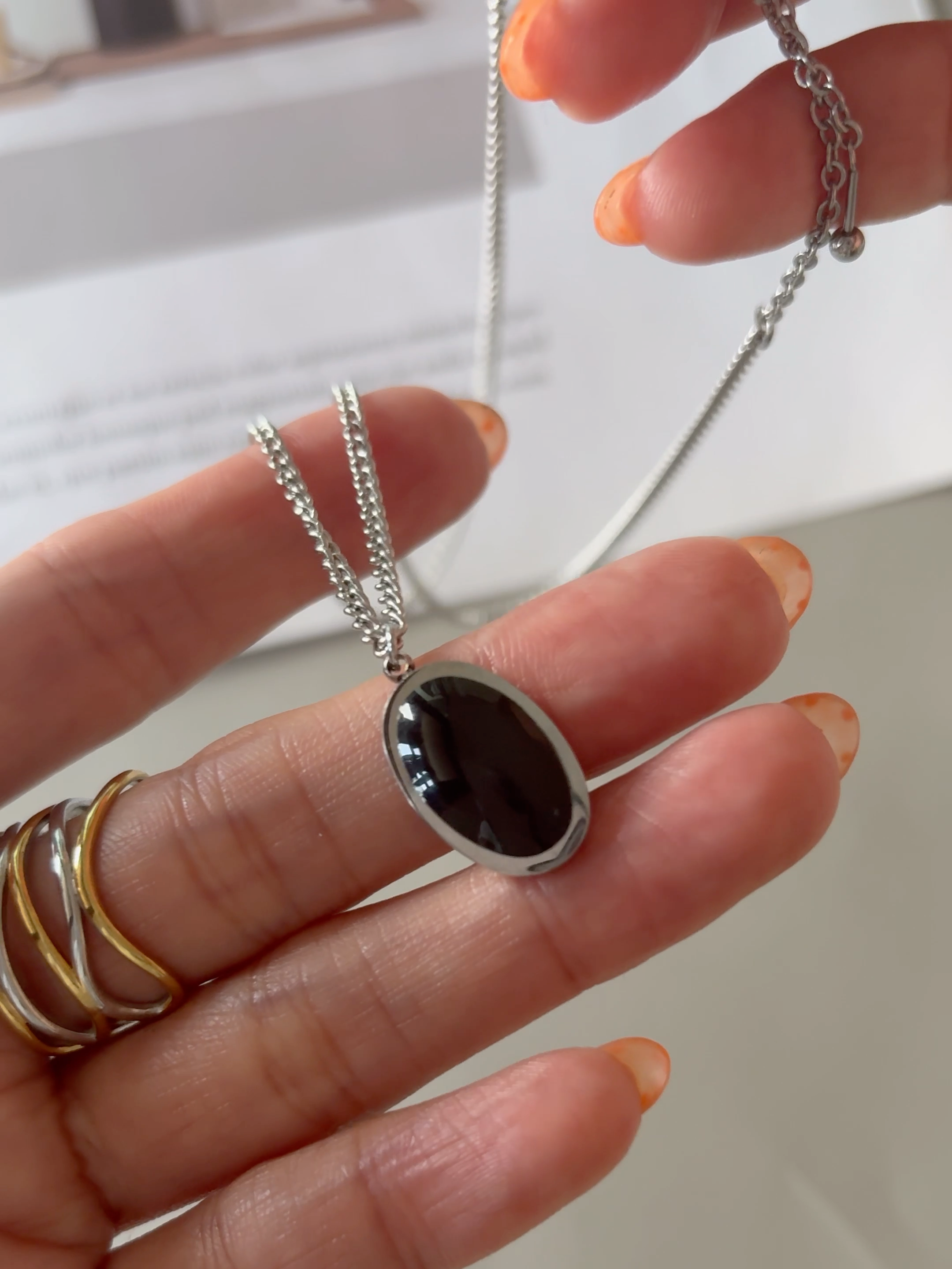 MSA black stone necklace