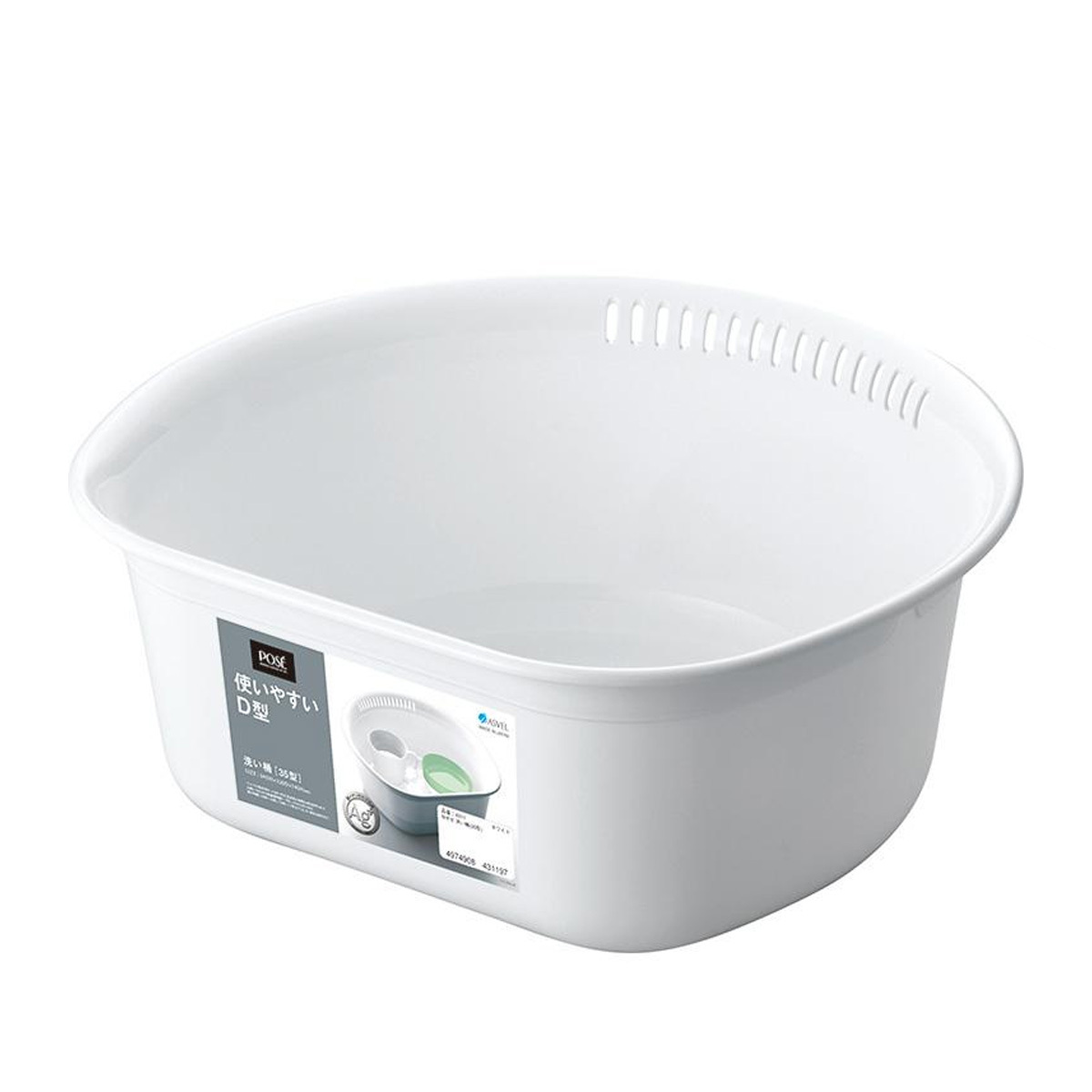 ASVEL POSE D-Shape Washing Basin (NO.35) White -4311-W