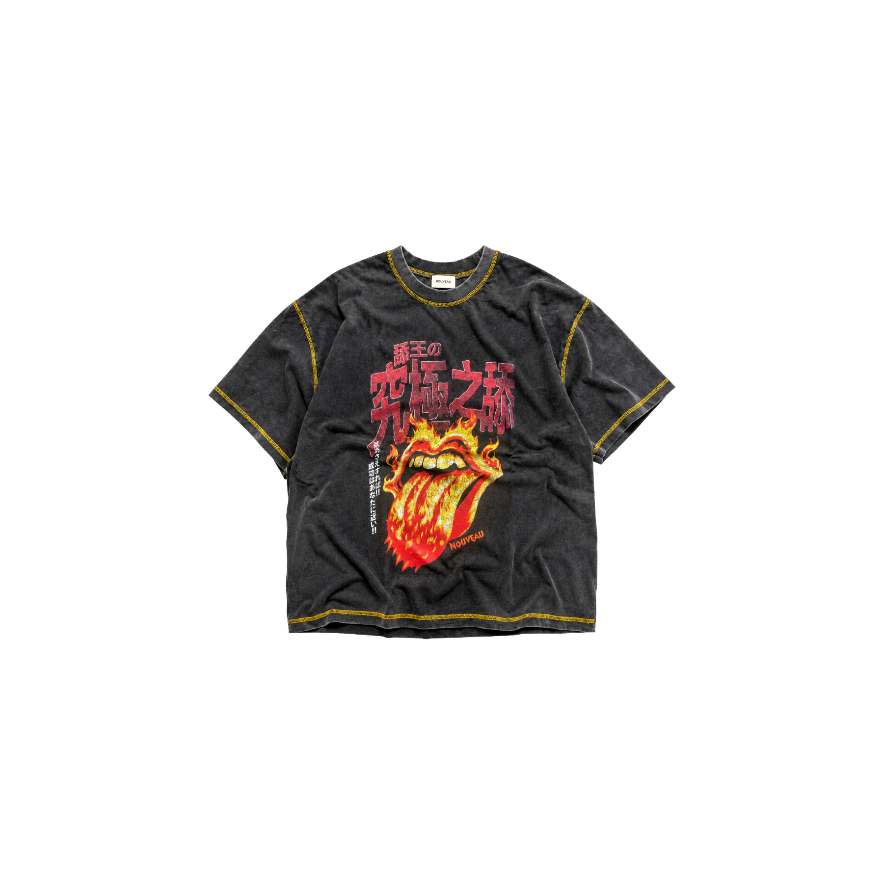 NOUVEAU NVT26107 BOXY ULTIMATE LICKING CONTRAST STITCHING T-SHIRT IN COTTON JERSEY