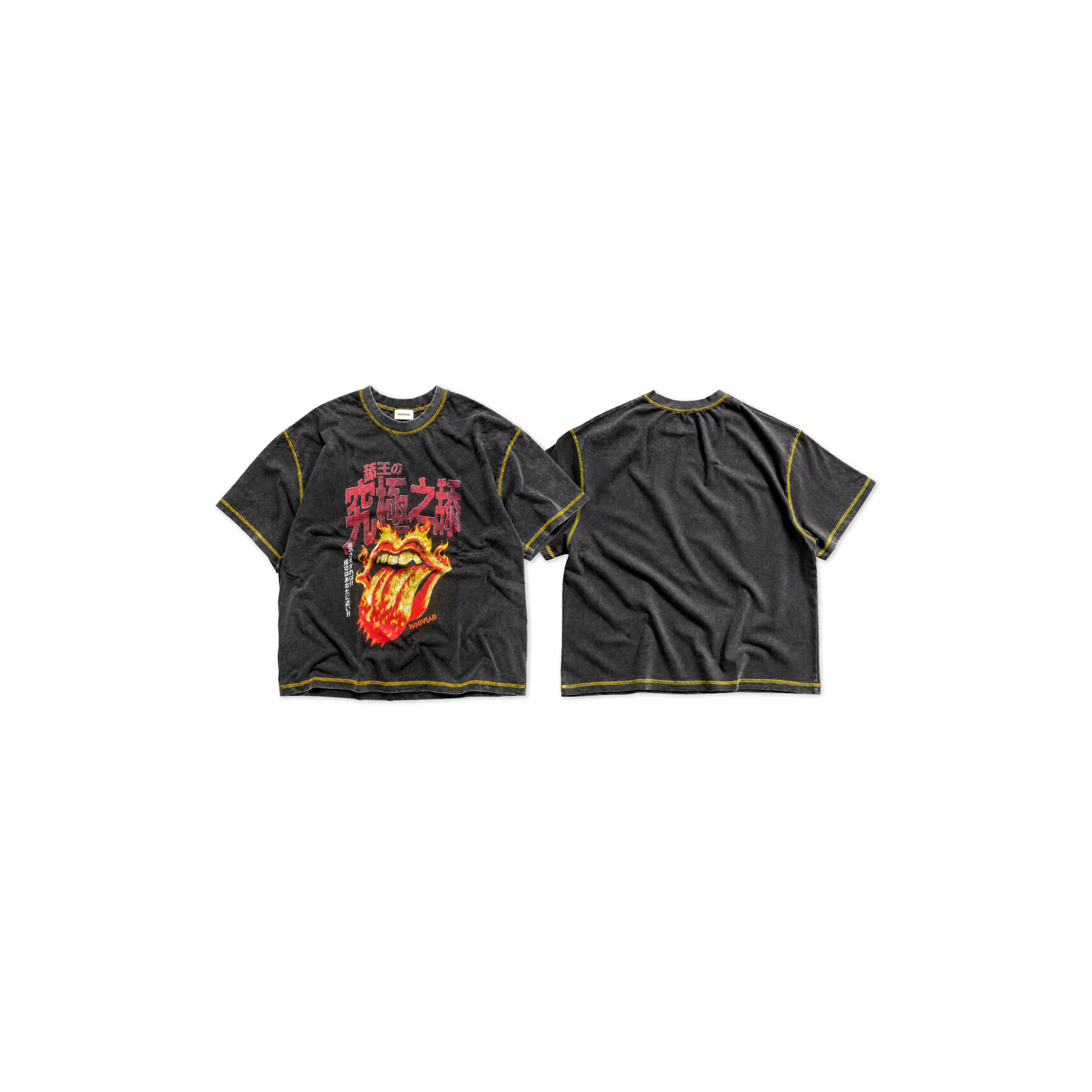 NOUVEAU NVT26107 BOXY ULTIMATE LICKING CONTRAST STITCHING T-SHIRT IN COTTON JERSEY