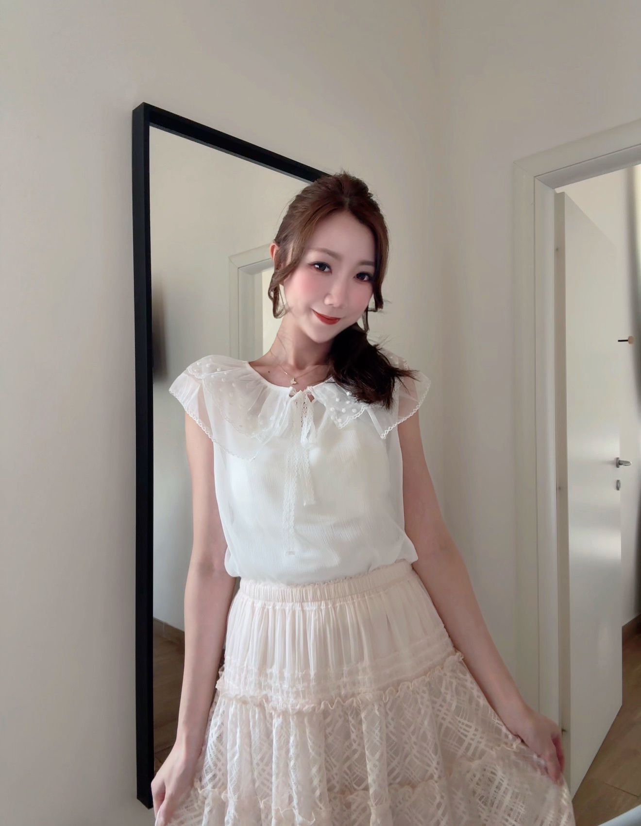 *BJ2 MADE SERIES* MUSE SHEER DOT COLLAR TOP 240626 070726