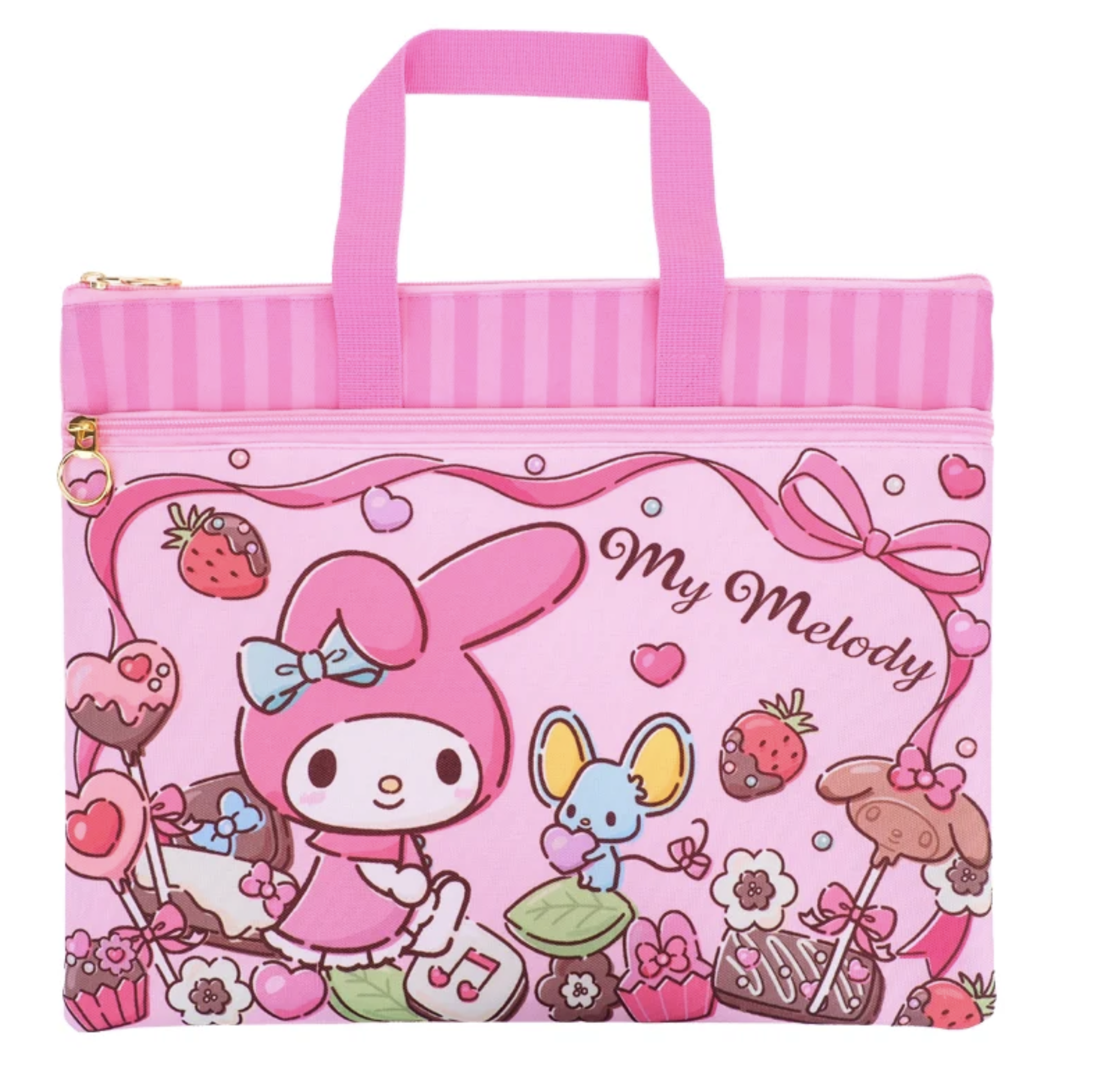 My Melody A4 雙拉鏈布文件袋連手挽 9-7483-12