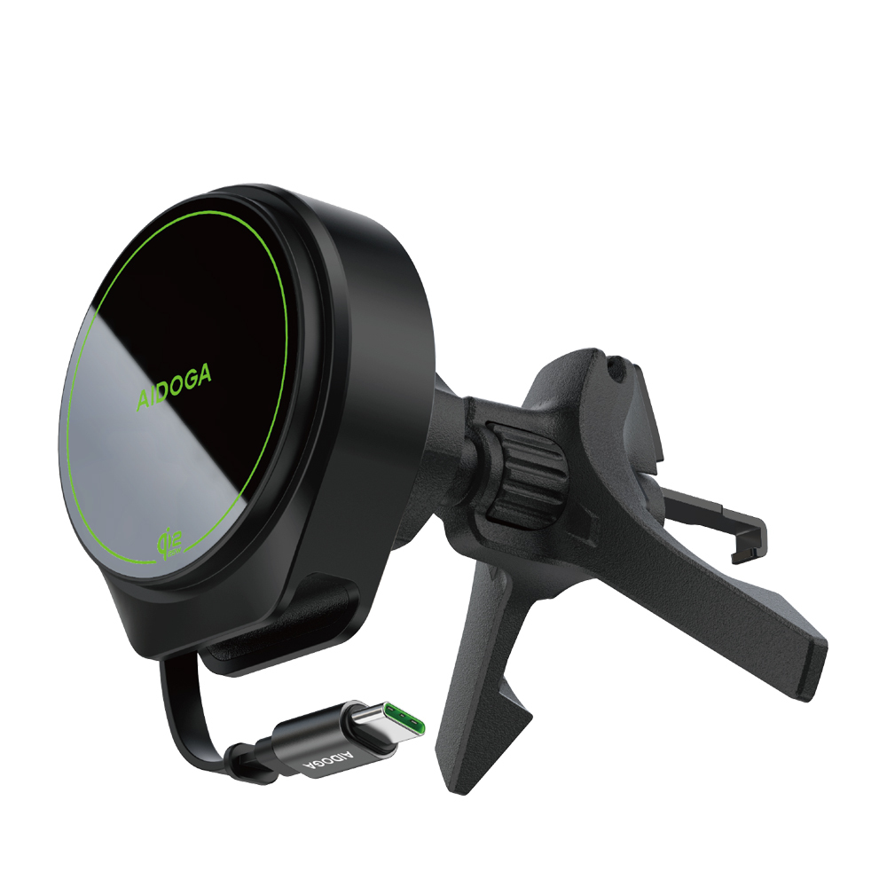 AIDOGA 艾迪伽 Qi2.2認證 25W 磁吸快充無線充電盤出風口手機支架 自帶Type-C線 MagSafe 95cm