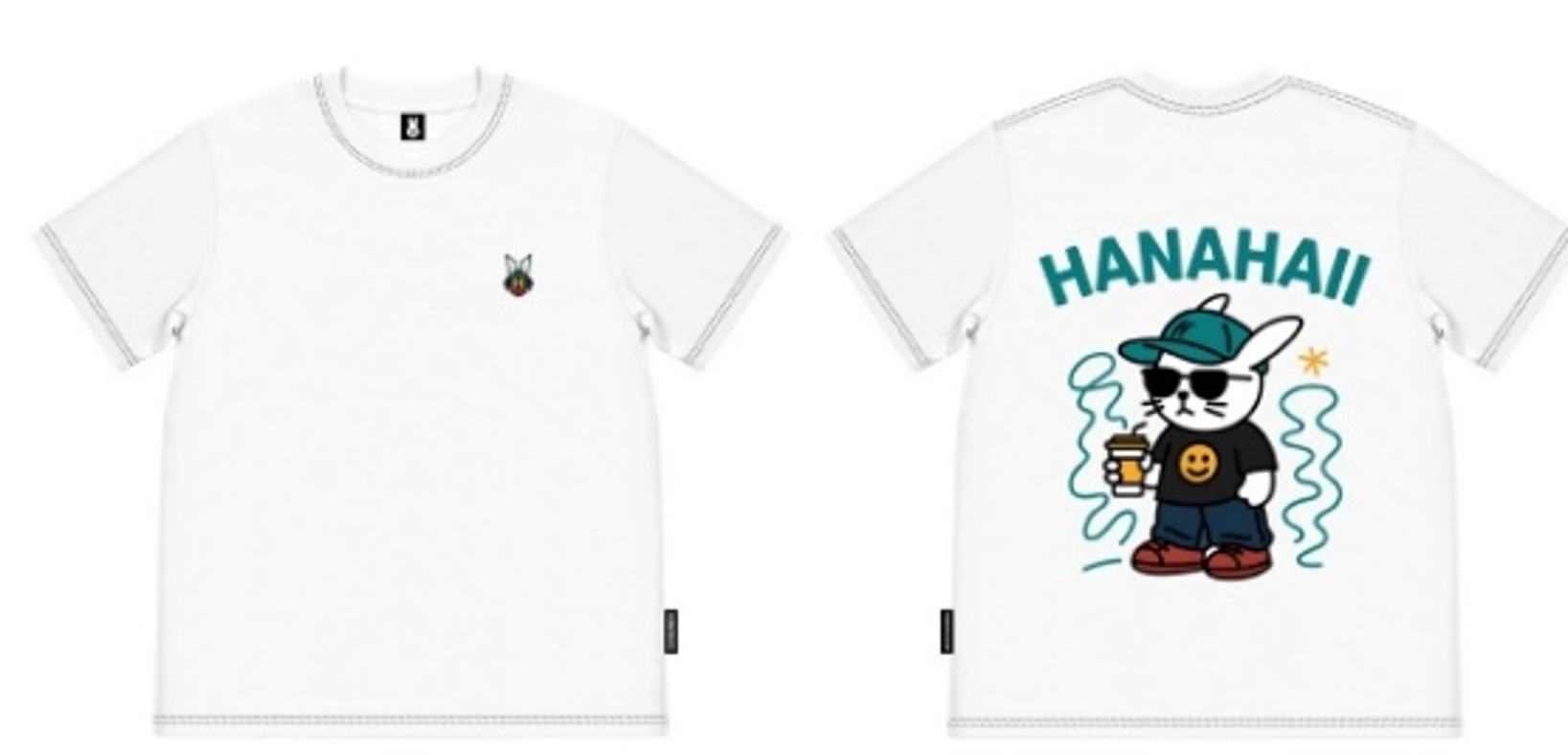 0627HA41-HANAHAII-CLOTH-Hanahaii 2026 新款美式高街棒球帽咖啡兔純棉 T-shirt 短袖[2件起 $138/件,同優惠可混款]（A41）