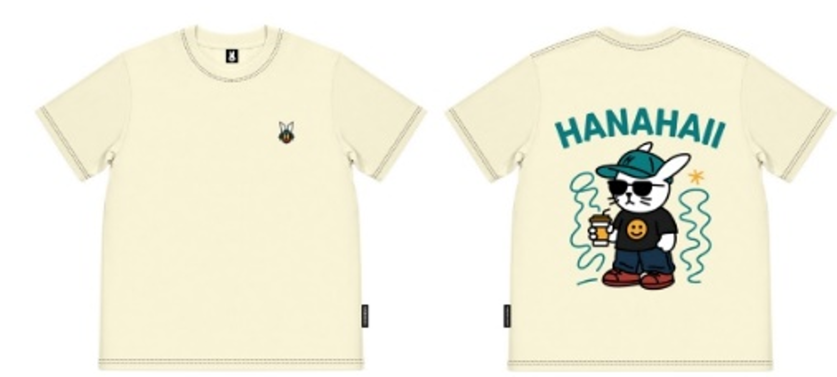 0627HA41-HANAHAII-CLOTH-Hanahaii 2026 新款美式高街棒球帽咖啡兔純棉 T-shirt 短袖[2件起 $138/件,同優惠可混款]（A41）