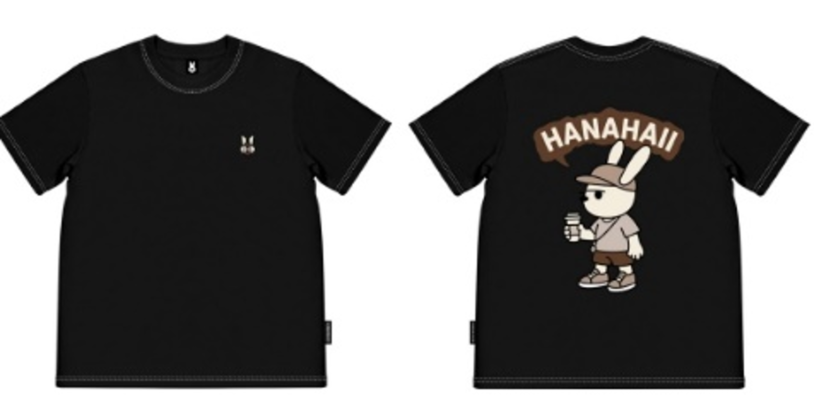 0627HA42-HANAHAII-CLOTH-Hanahaii 2026 新款美式復古運動風外賣咖啡兔純棉 T-shirt 短袖[2件起 $138/件,同優惠可混款]（A42）