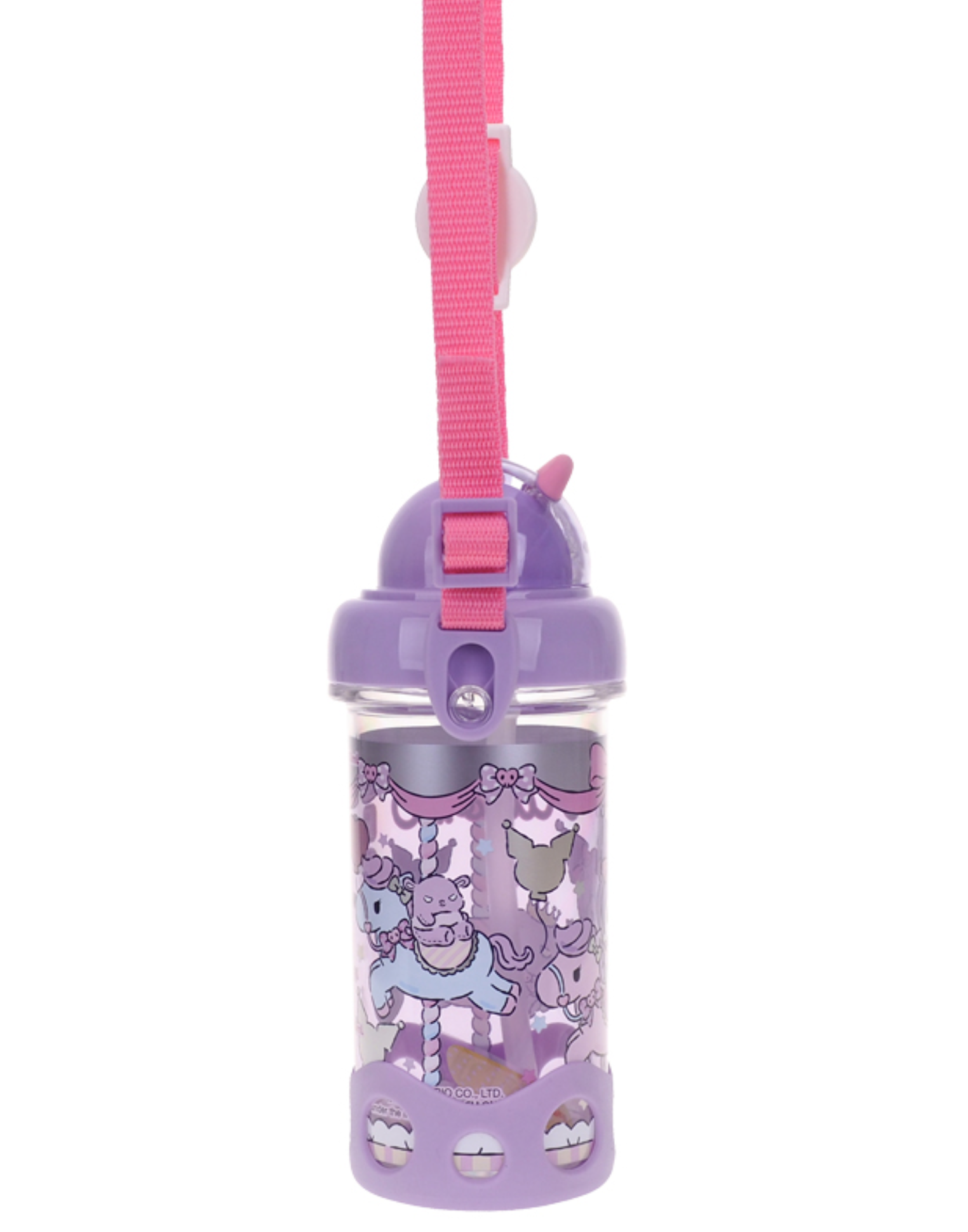 Kuromi 450ml BPA & BPS Free 膠水樽連飲管及頸繩 9-7780-4