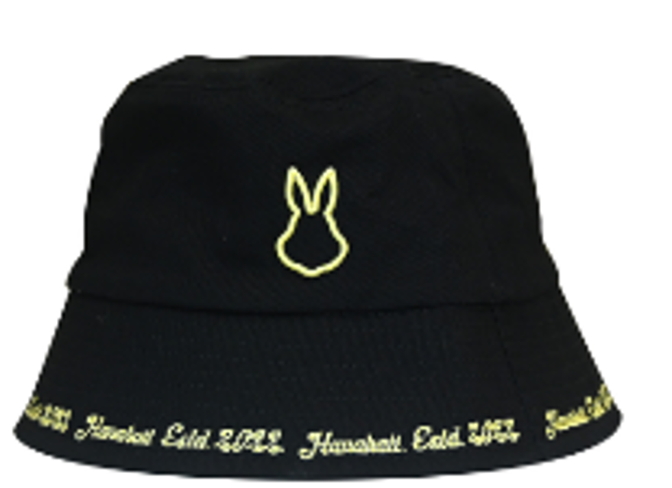 0627HA46-HANAHAII-CLOTH-Hanahaii 2026 新款極簡線條螢光兔圓圈標語純棉漁夫帽（A46）