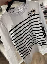 【預購】Karl Lagerfeld Paris H062668 條紋圓領衛衣 (白底黑色條紋)