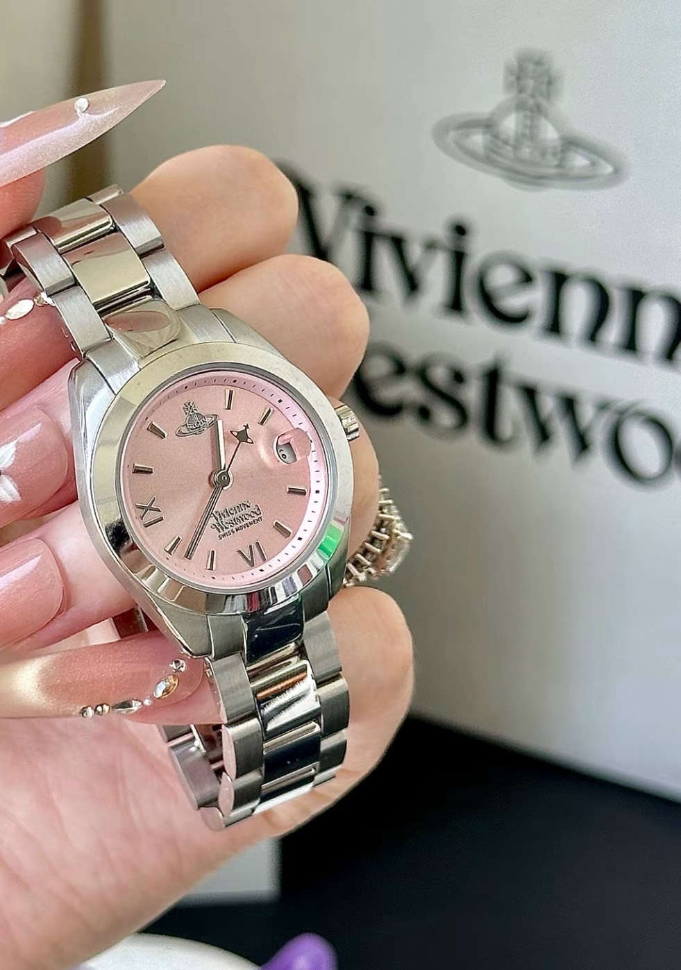 <精選西太后錶款⌚>VIVIENNE WESTWOOD 手錶 28mm 腕錶 石英機芯 精鋼表帯 粉色錶盤