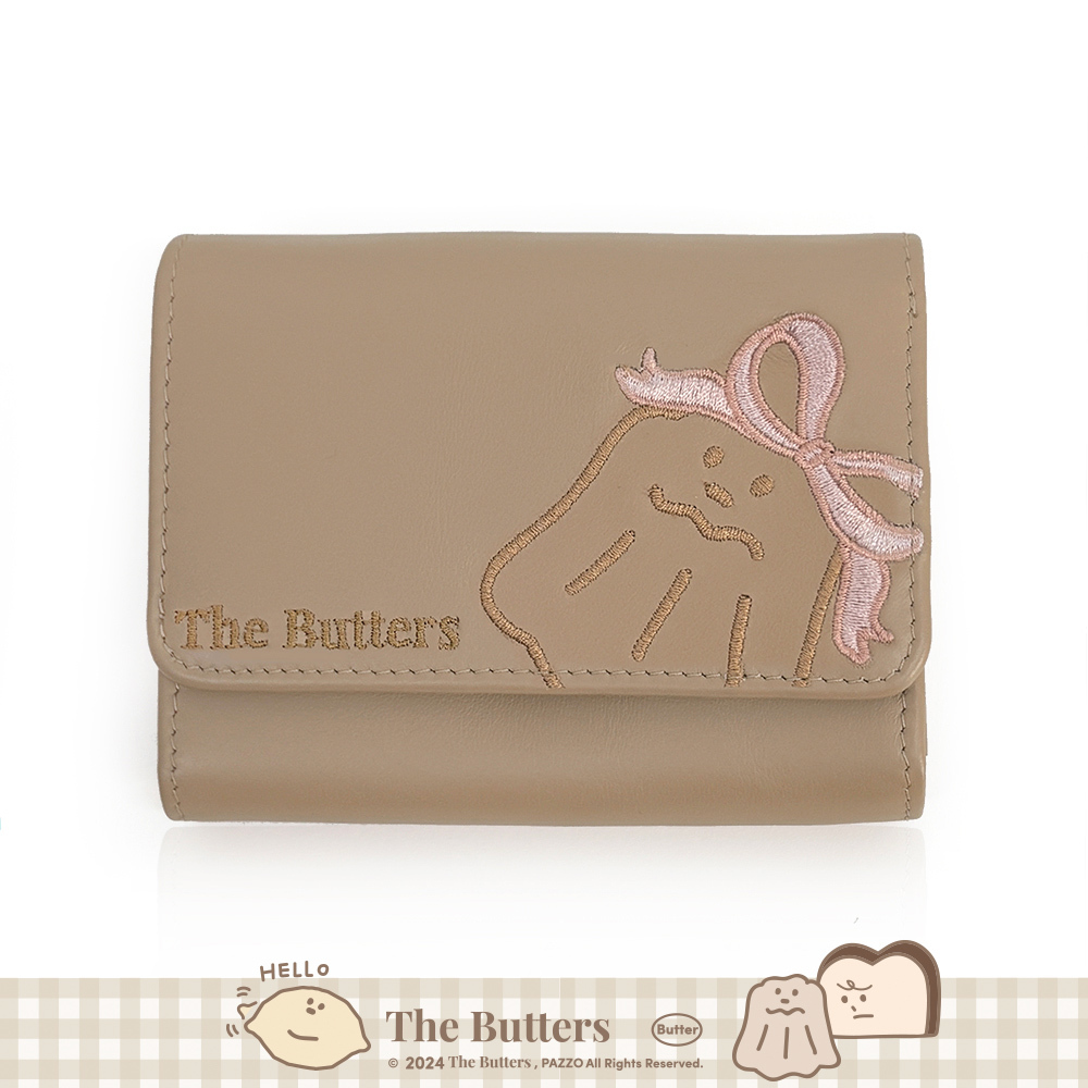 Paidal x The Butters奶油家族 可露露蝴蝶結信封式真皮短皮夾