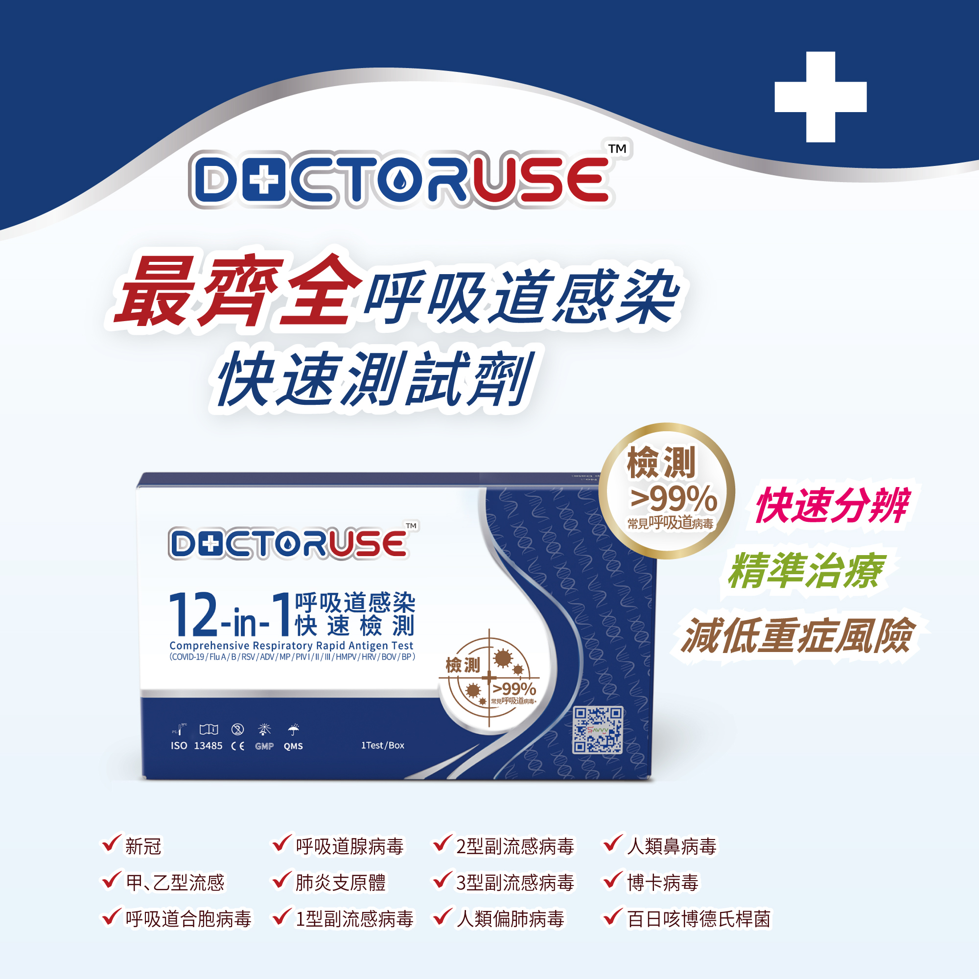 新品上架 - DOCTORUSE 12合1呼吸道感染快速檢測試劑盒
