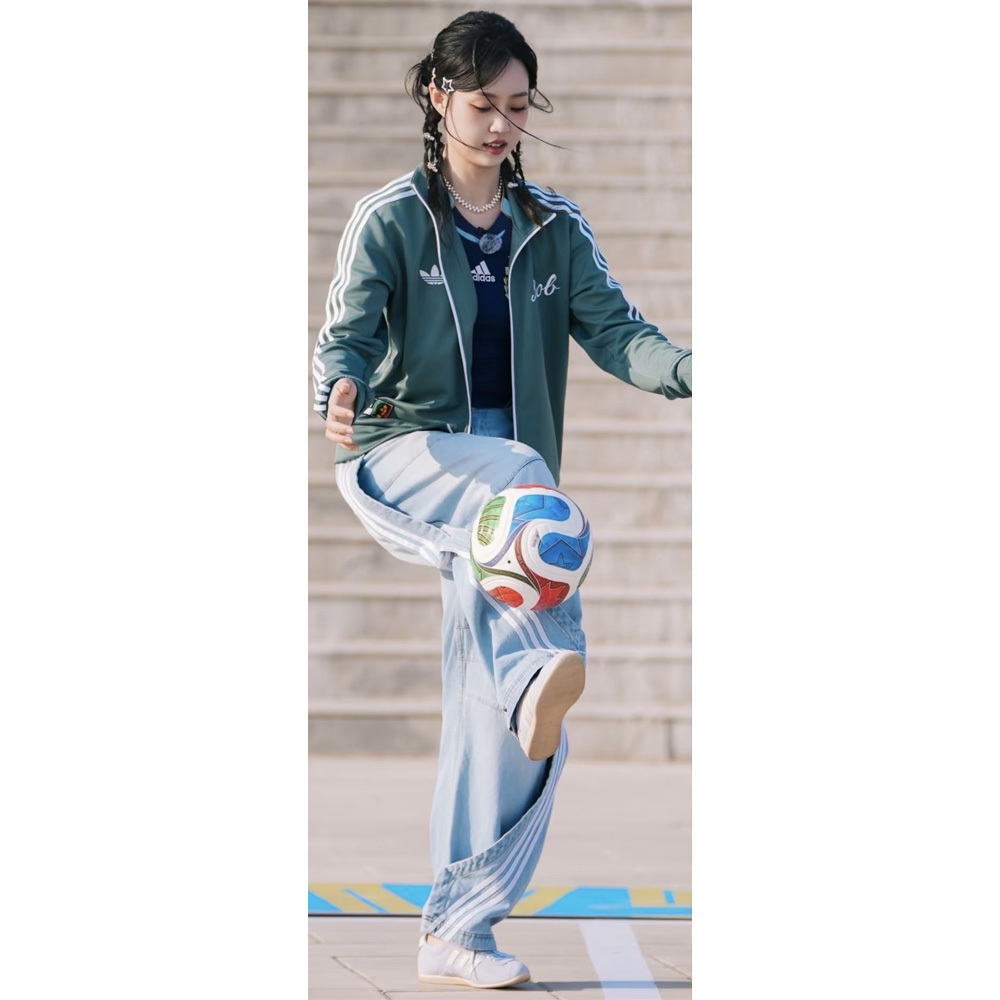 女款 ADIDAS BANANA DENIM 藍色 牛仔 丹寧 管樂同款 寬鬆 三葉草 繭型褲 寬褲 長褲【KY5188】ADLP