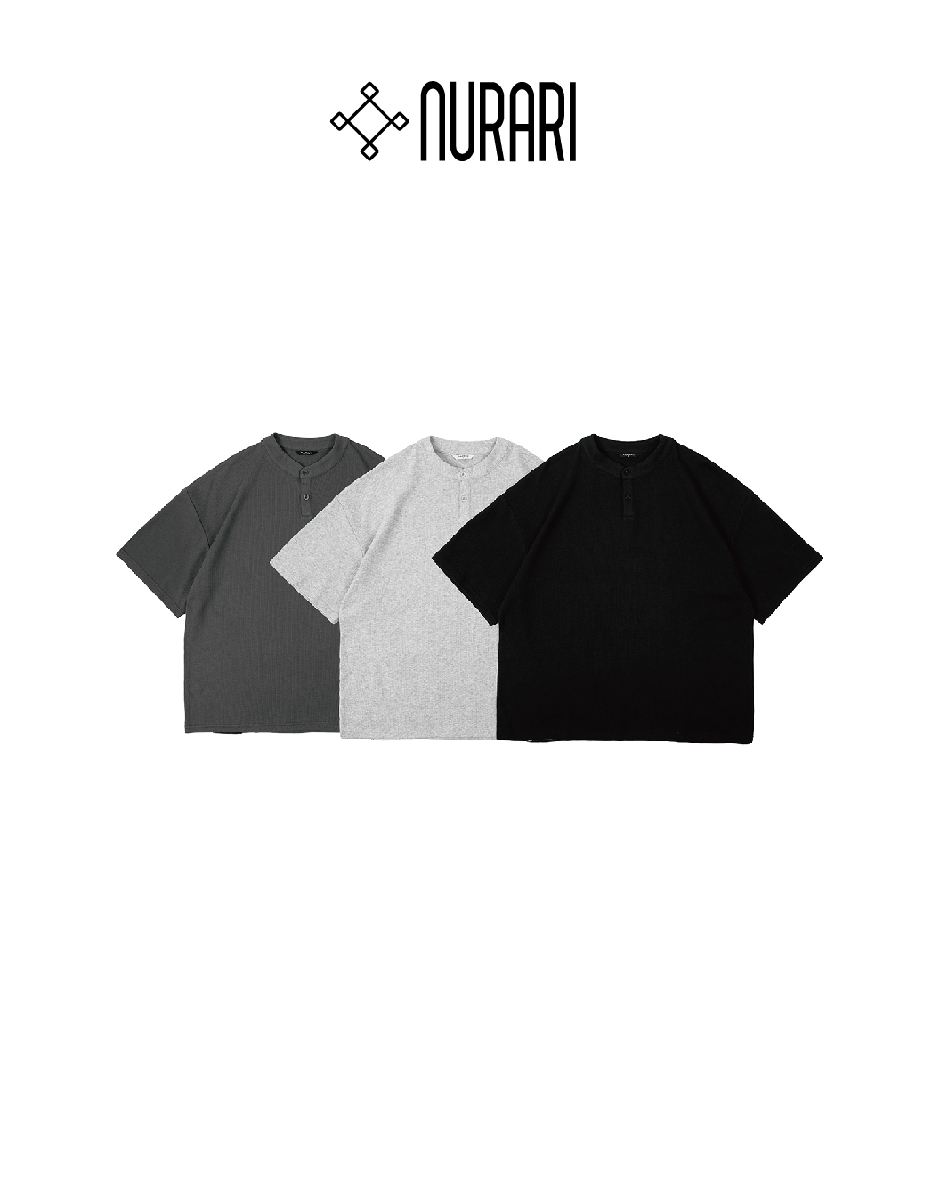 NURARI 華夫格亨利領短T｜Civ. Waffle Knit Henley Tee（26SS）