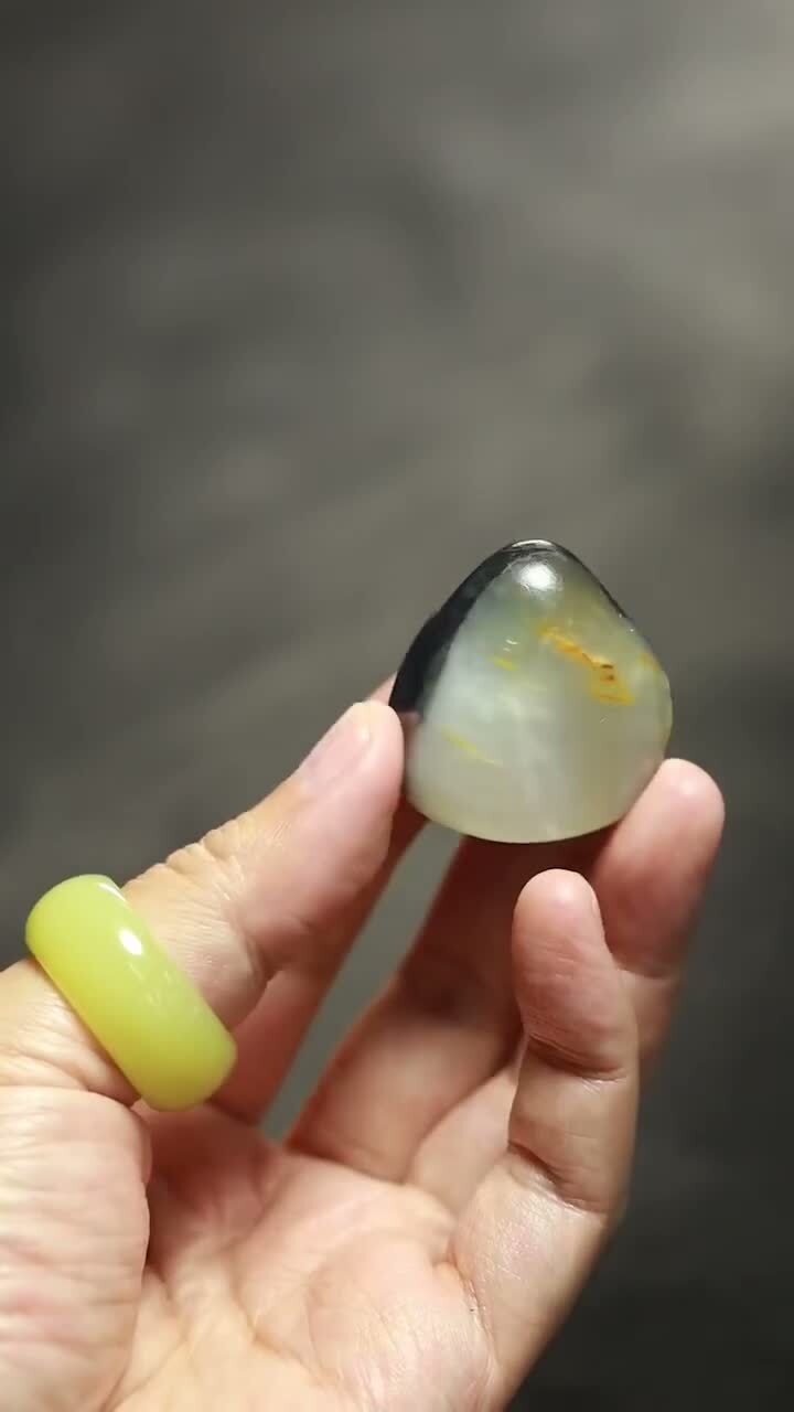 和田玉黑白貓眼原籽,天然和田玉軟玉