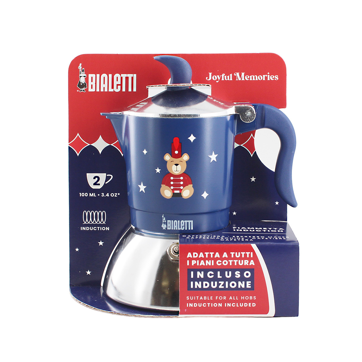 BIALETTI 2Cup FIAMMETTA Induction Moka Coffee Maker -Blue -0006649