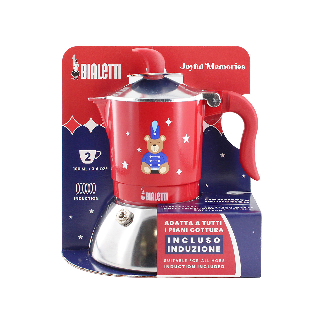 BIALETTI 2Cup FIAMMETTA Induction Moka Coffee Maker -Red -0006651