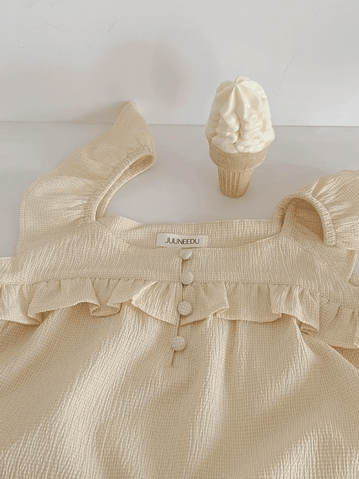 Juuneedu｜[短袖睡衣] Wish Frill Sleeveless Pajama [2 colors]