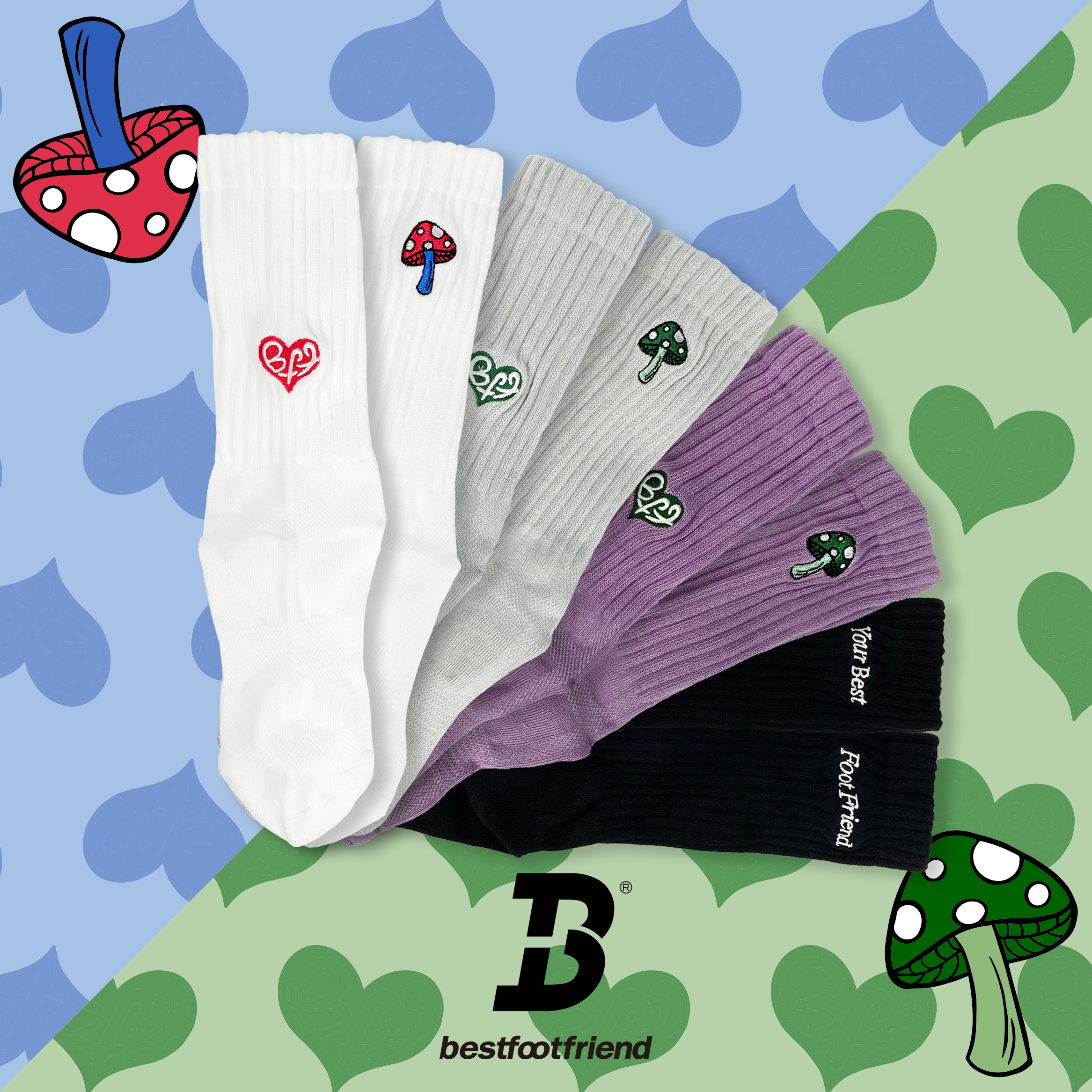 【Focus Store】現貨秒發 BFF New Mushroom Love BF26099 黑白紫 三色