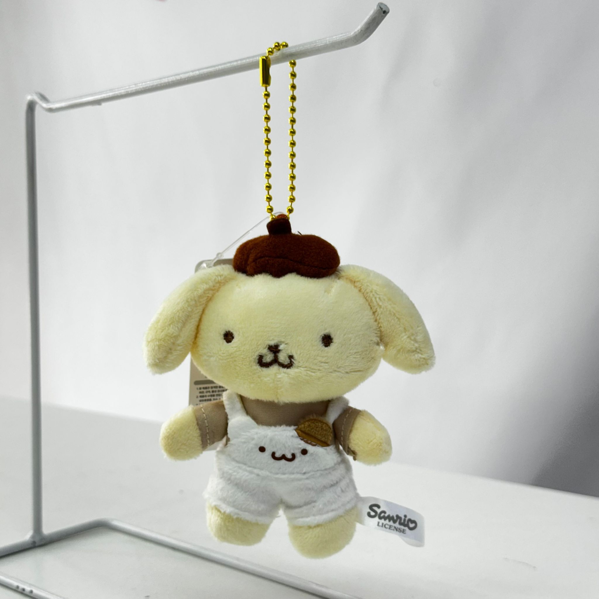 Sanrio Pompompurin Overalls Plush Doll Keychain (10cm)