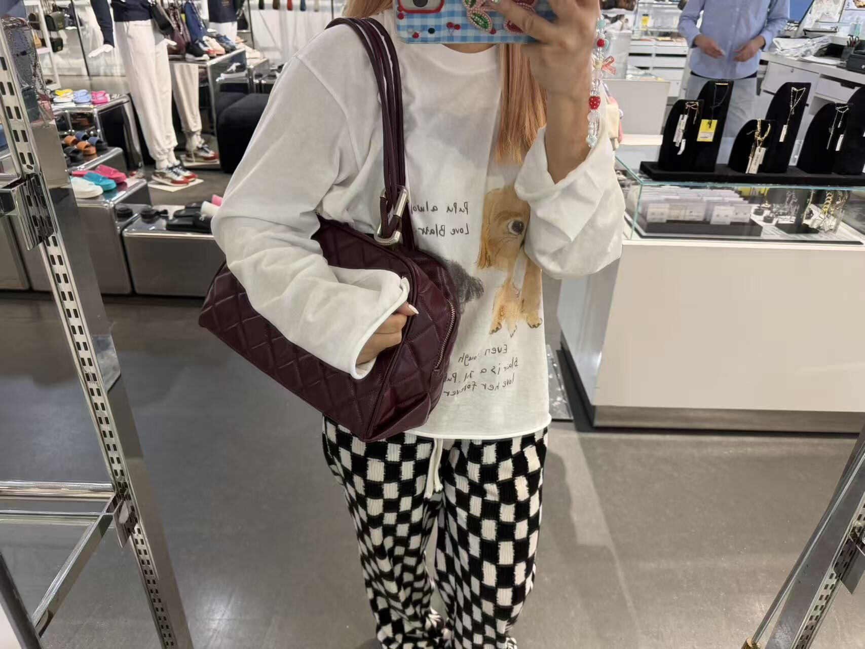 【直播】Marc Jacobs LX062646 菱格紋手提包(酒紅色)