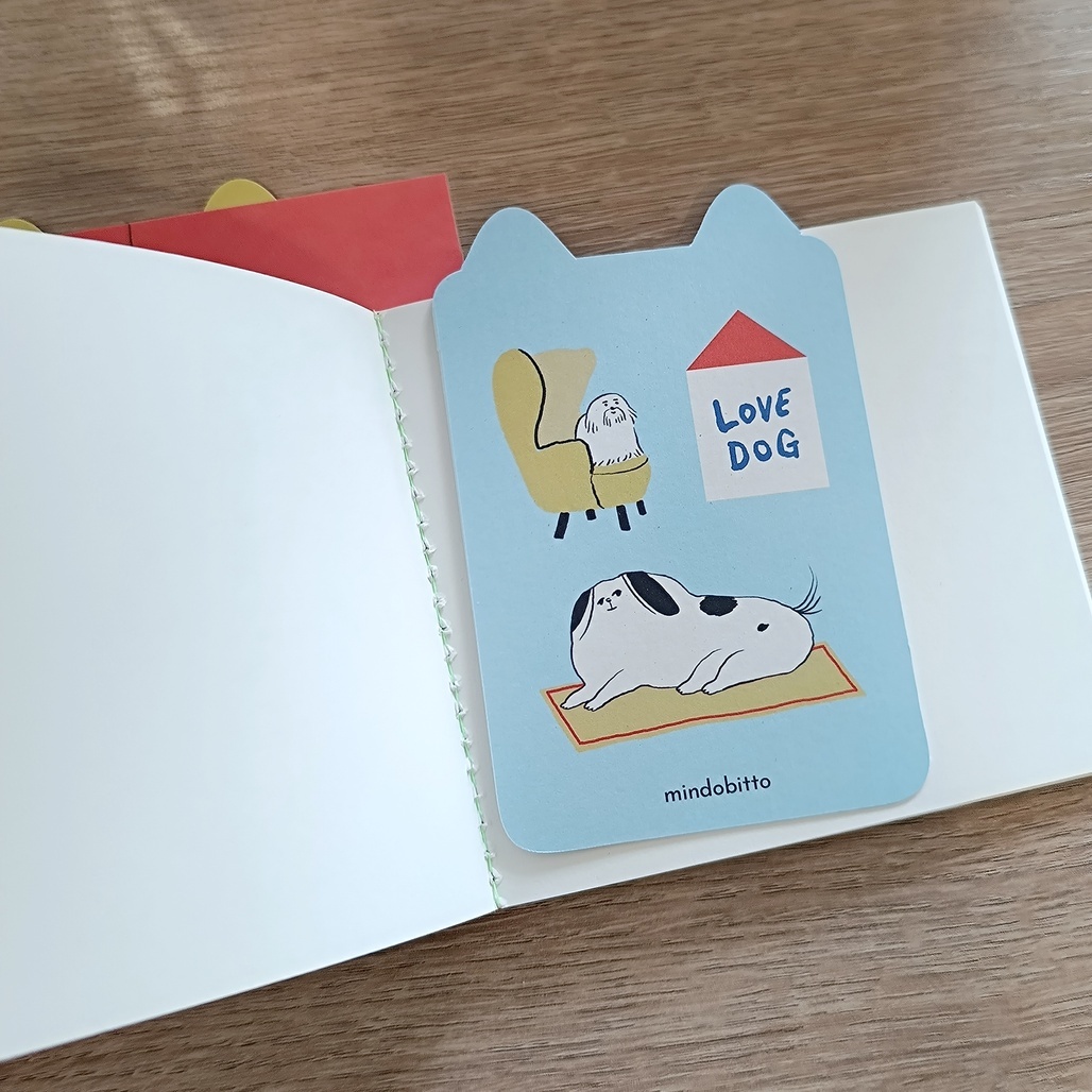 韓mindobitto．Family note 空白筆記本 附造型書籤 貓咪/狗狗