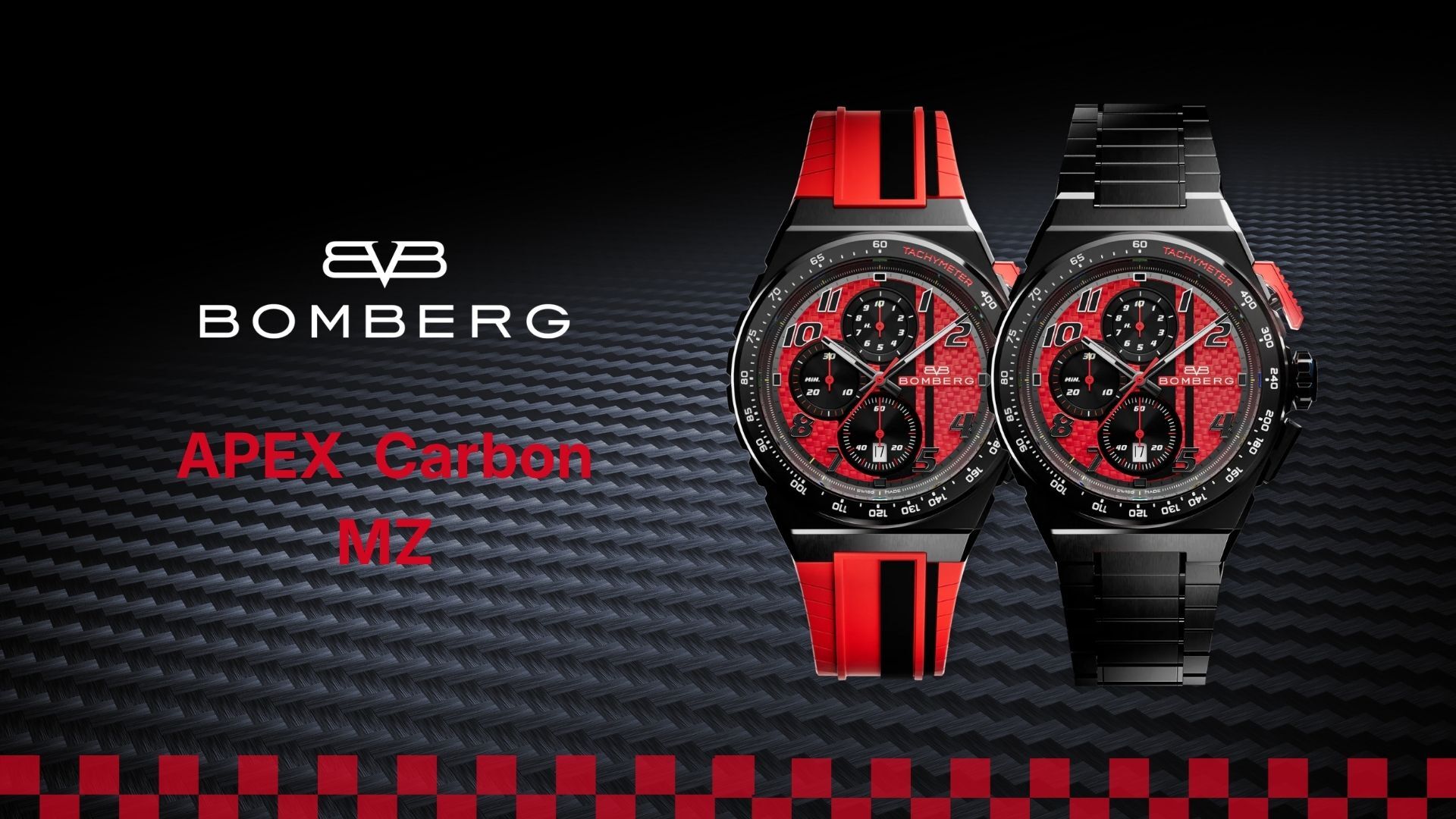 Bomberg, 炸彈錶,APEX 系列, APEX MZ, APEX Carbon, 紅線狂飆計時碼錶,賽車計時碼錶,NT42CHPBA.01-10.12,Redline,碳纖維紋路面盤