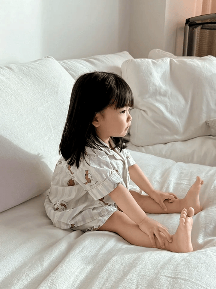 [☁全棉] Juuneedu｜[短袖睡衣] Baby.J Momo Stripe Baby Pajama [2 colors]