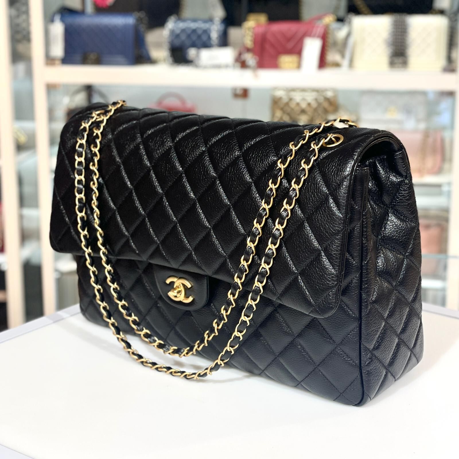 全新Chanel Caviar Quilted XXL Travel Flap Bag Black 黑色荔枝皮金扣 @晶片 #BRAND NEW #香榭站正品