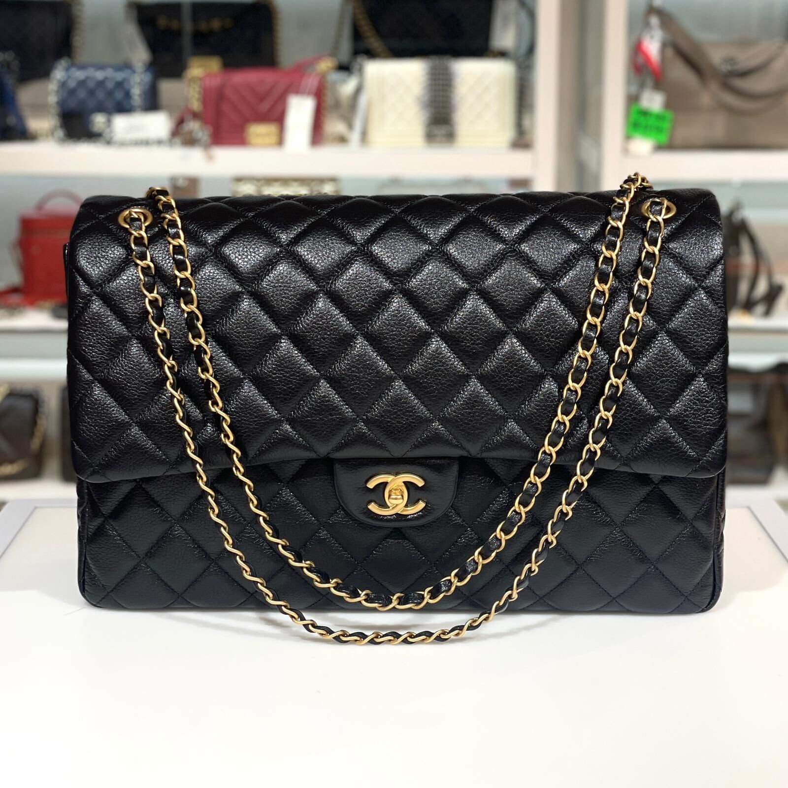 全新Chanel Caviar Quilted XXL Travel Flap Bag Black 黑色荔枝皮金扣 @晶片 #BRAND NEW #香榭站正品