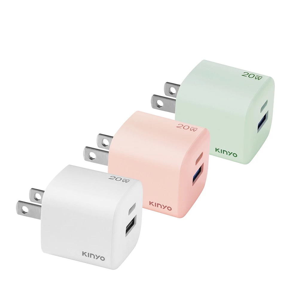 KINYO 20W快充氮化鎵雙孔PD充電器 PDCB-120