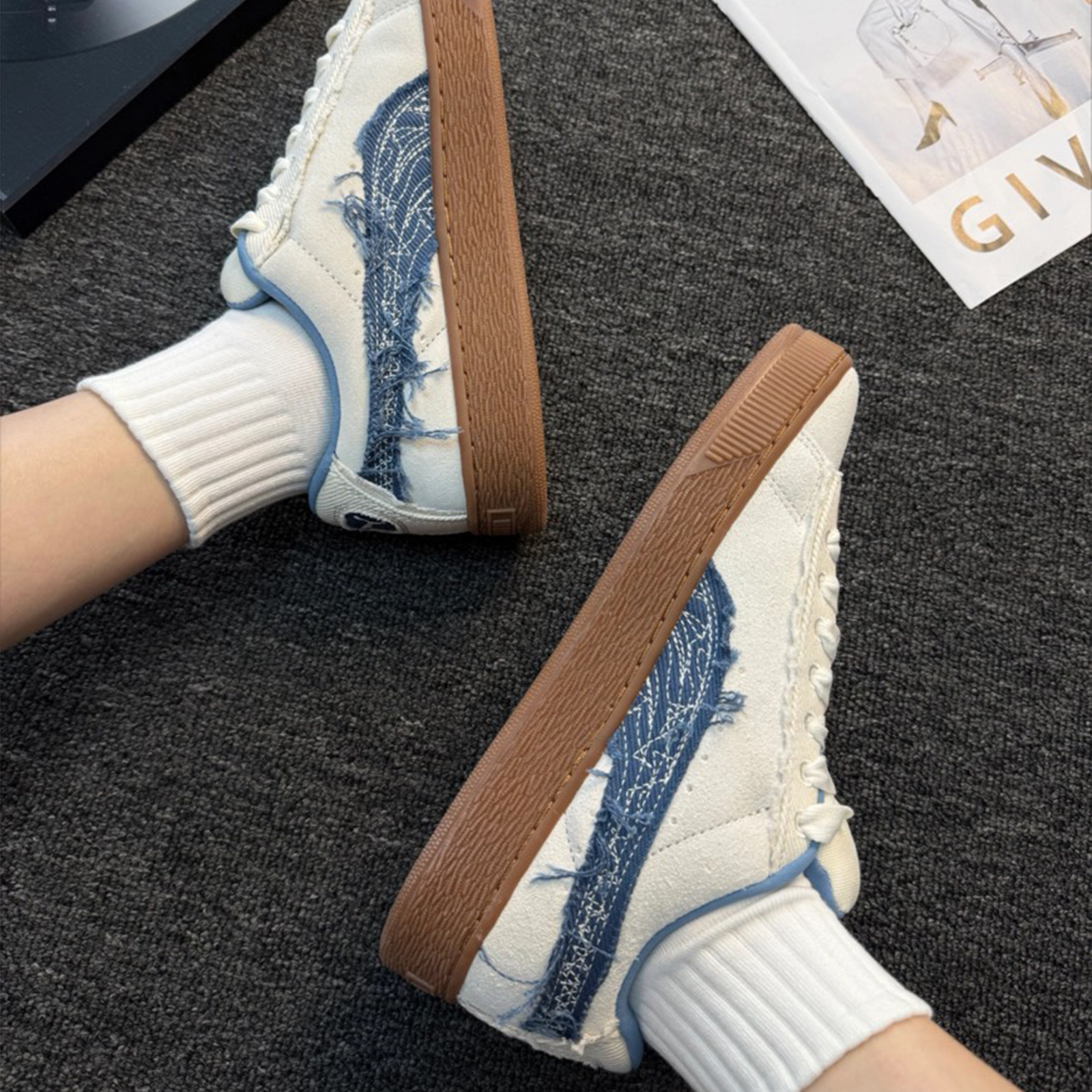 PUMA SUEDE XL 米白 丹寧 牛仔 鬚邊 焦糖底 板鞋 男女休閒鞋 403228-01