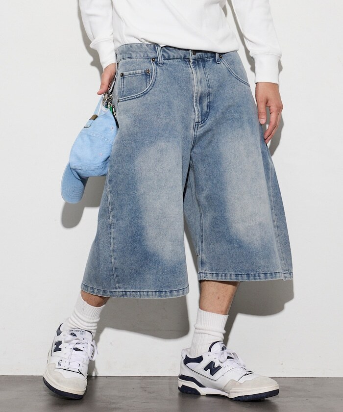 "代購" FREAK'S STORE 復古水洗 淺色 丹寧 七分 短褲