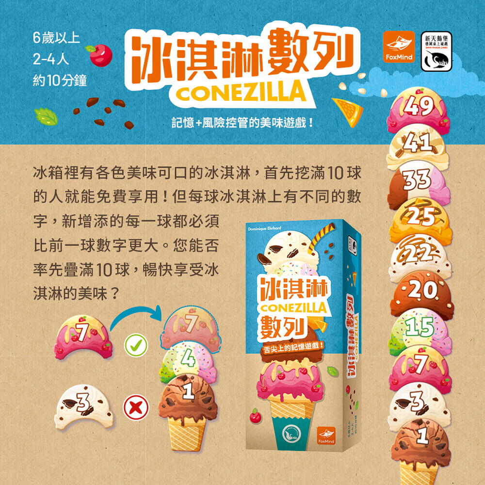 【新天鵝堡桌遊】冰淇淋數列 Conezilla