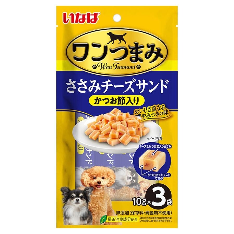 INABA 狗小食．雞肉起司三文治(含鰹魚片)10g x 3包