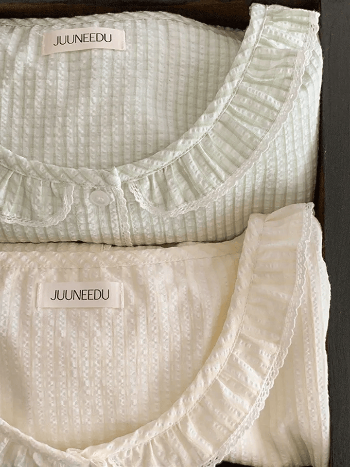 Juuneedu｜[短袖睡衣] Picnic Gingham Check Pajama [2 colors]
