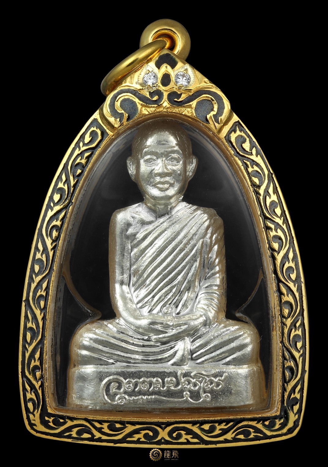 壓模逮罵小立尊純銀帶手刻符—龍婆禪南瓦邦古底通佛歷2553年